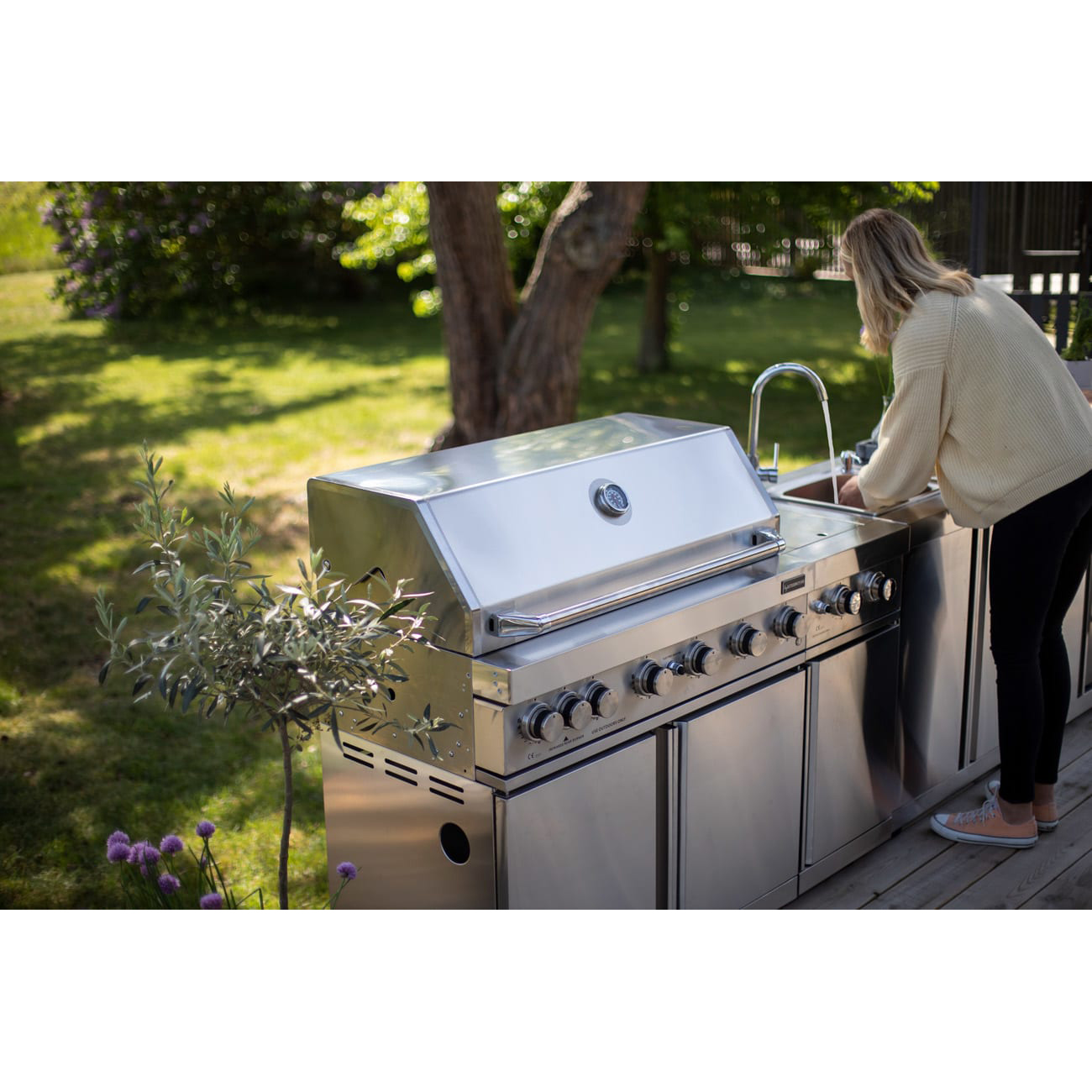 Oppvaskbenk Modul Myoutdoorkitchen Stainless Collection med Oppbevaringsskap
