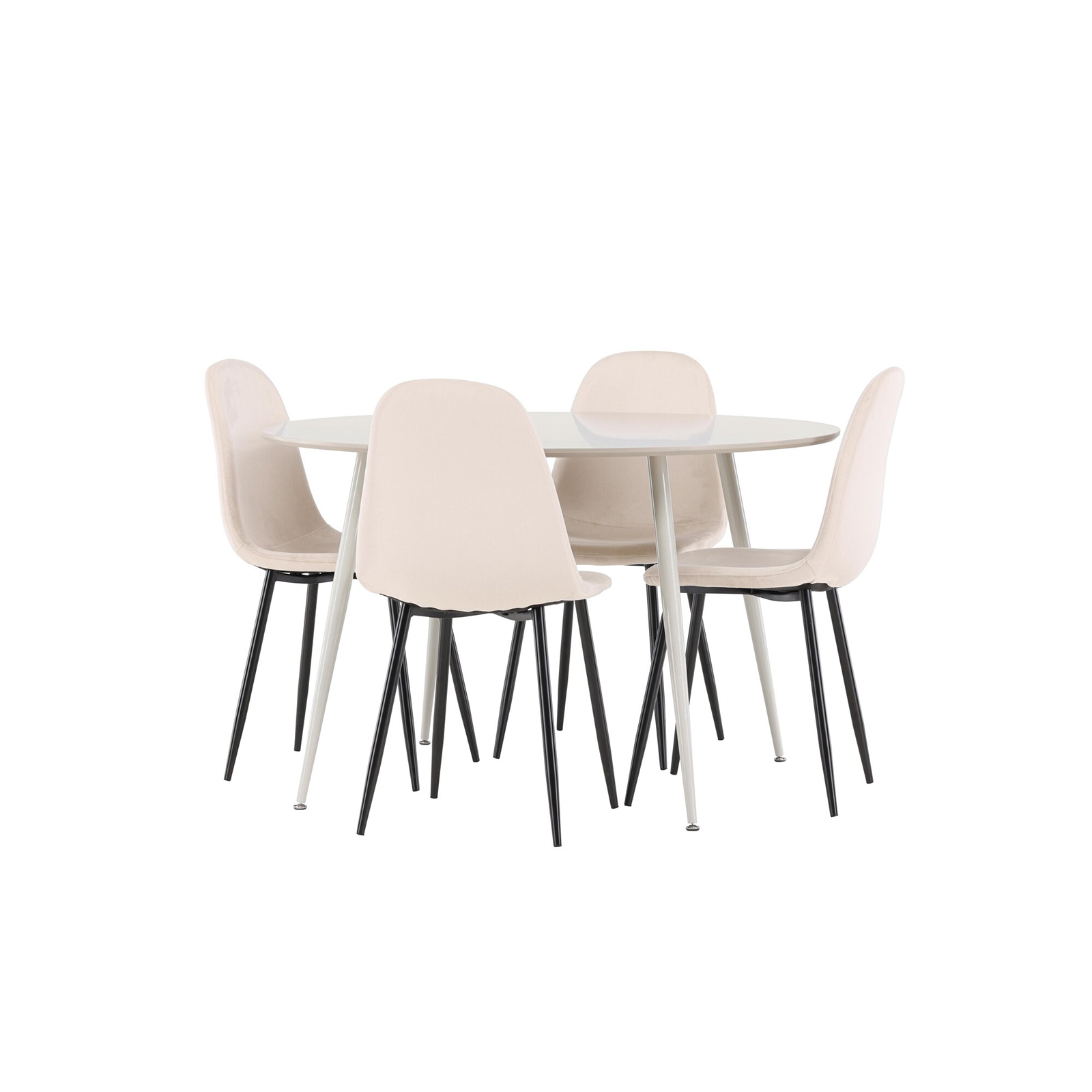 Spisegruppe Venture Home Plaza Ø120 med 4 stk Polar Stoler Fløyel