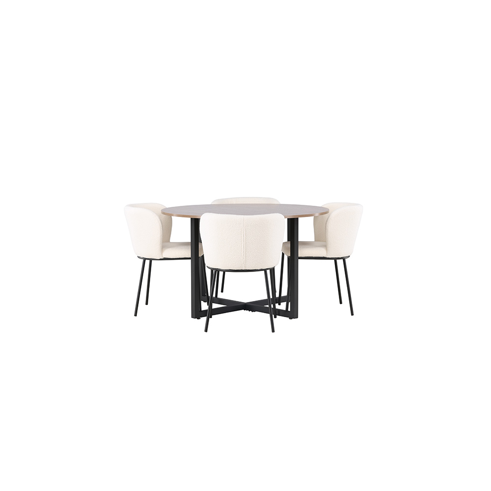Spisegruppe Venture Home Durango Ø120 cm med 4 stk Edina Stoler