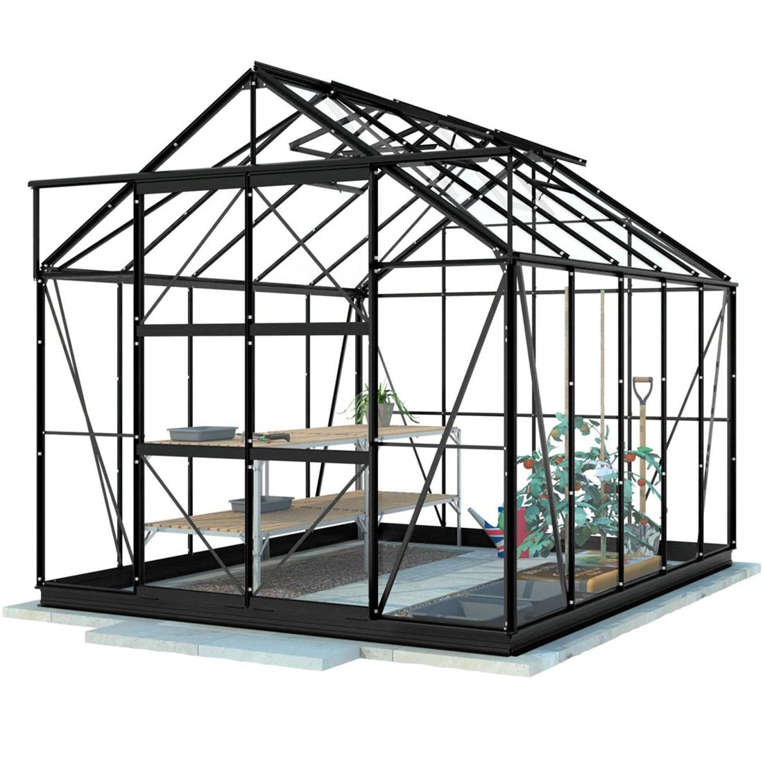 Drivhus Lykke Hybrid 82 m2 Sort
