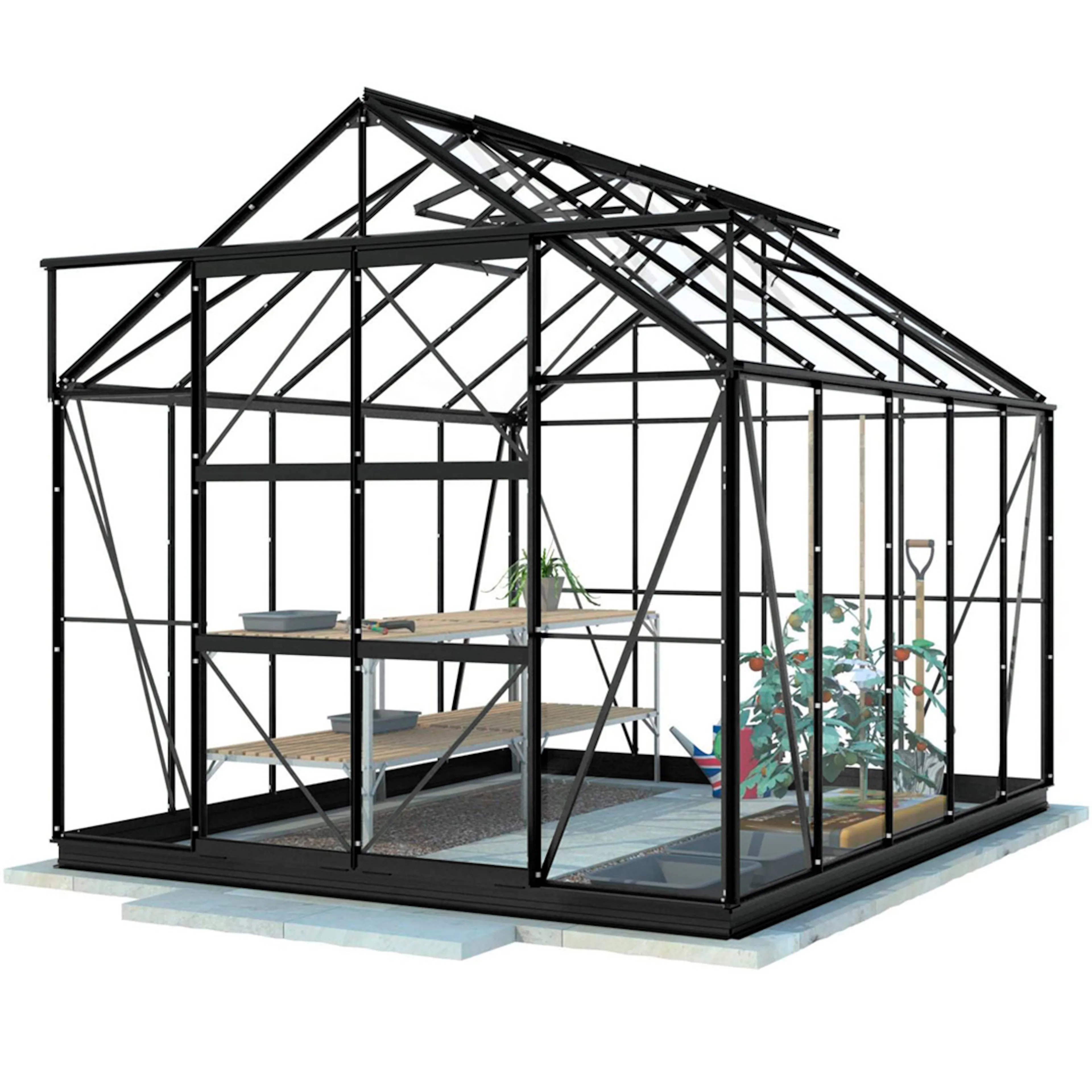 Drivhus Lykke Hybrid 82 m2 Sort