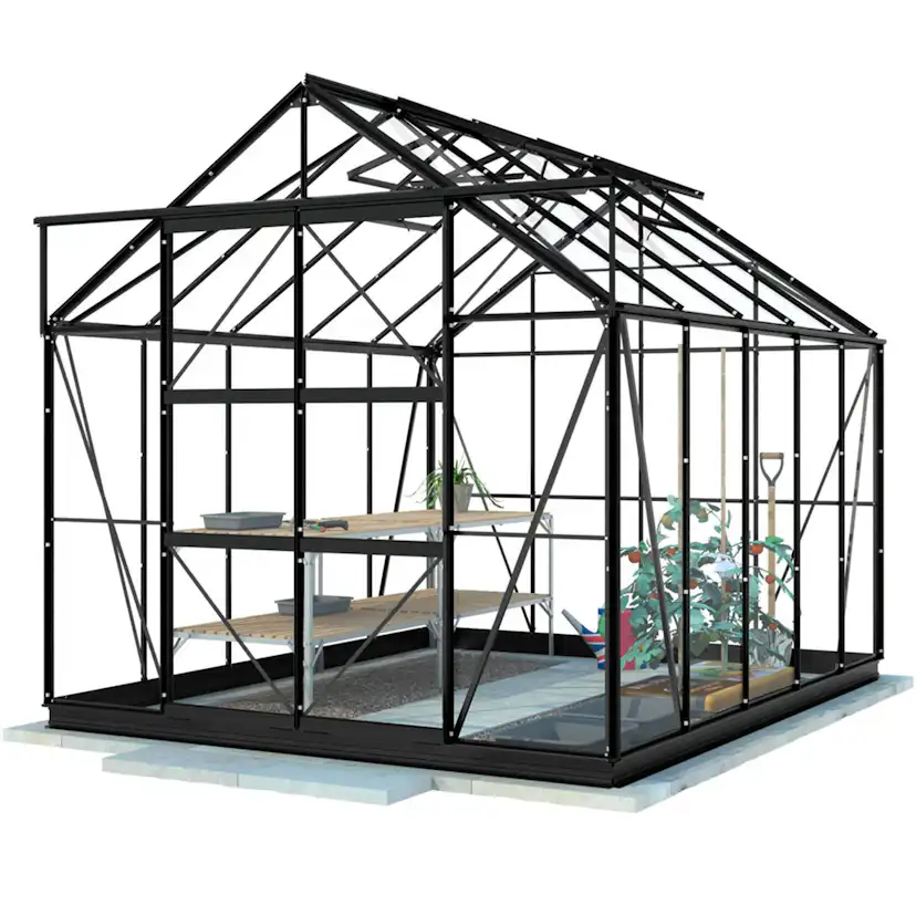 Drivhus Lykke Hybrid 82 m2 Sort