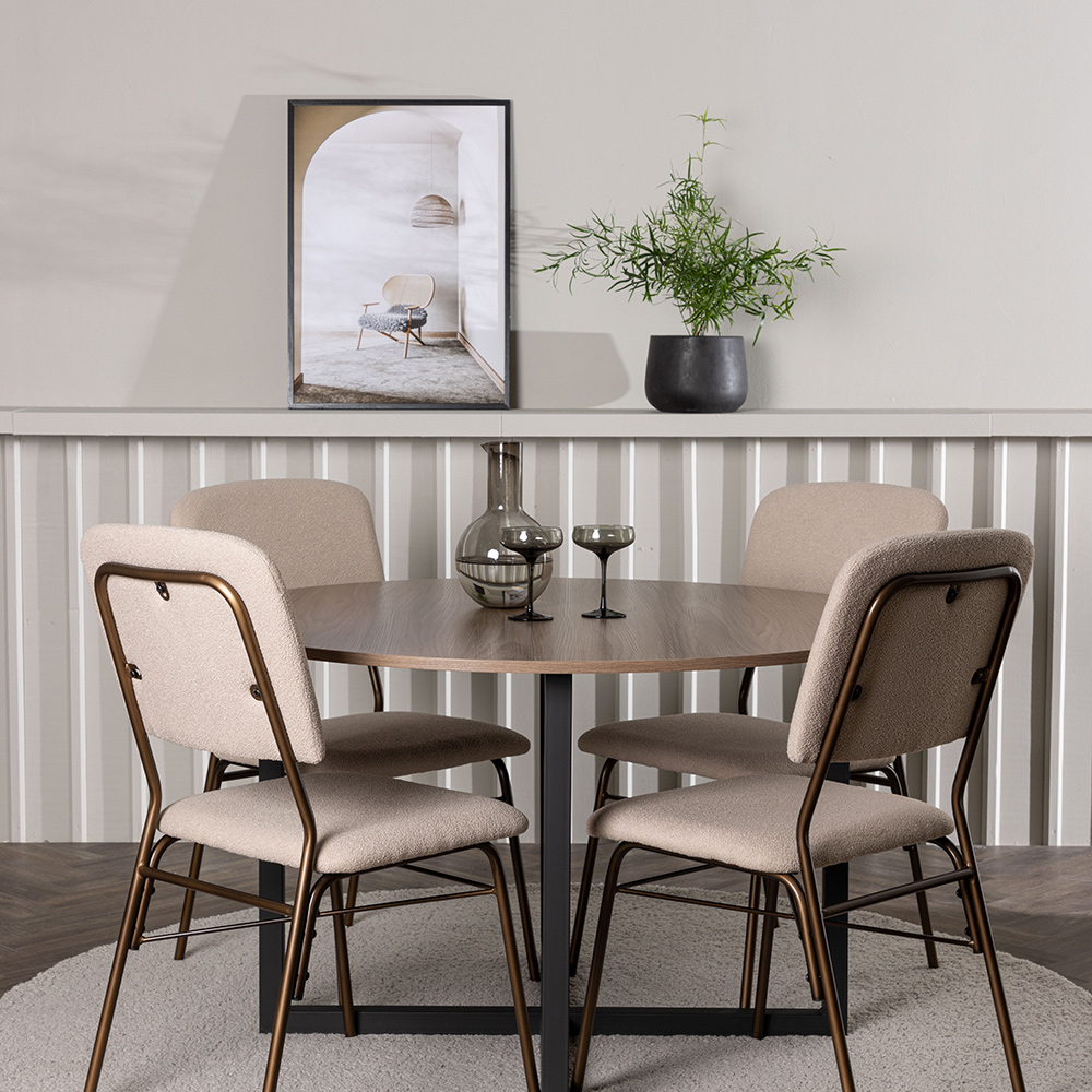 Spisegruppe Venture Home Durango Ø120 cm med 4 stk Seda Stoler