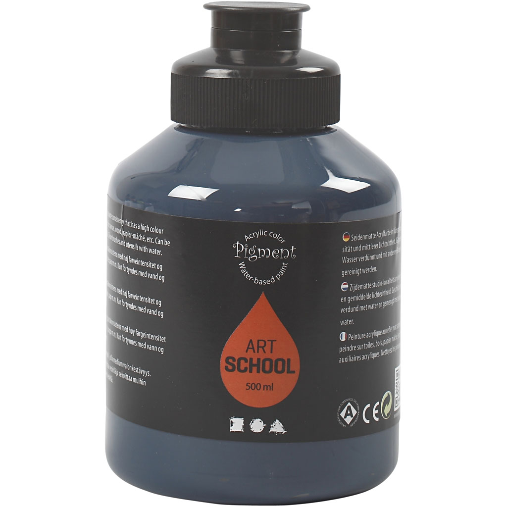 Pigment Art School, indigo, täckande, 500 ml/ 1 flaska Indigo, Dekkende