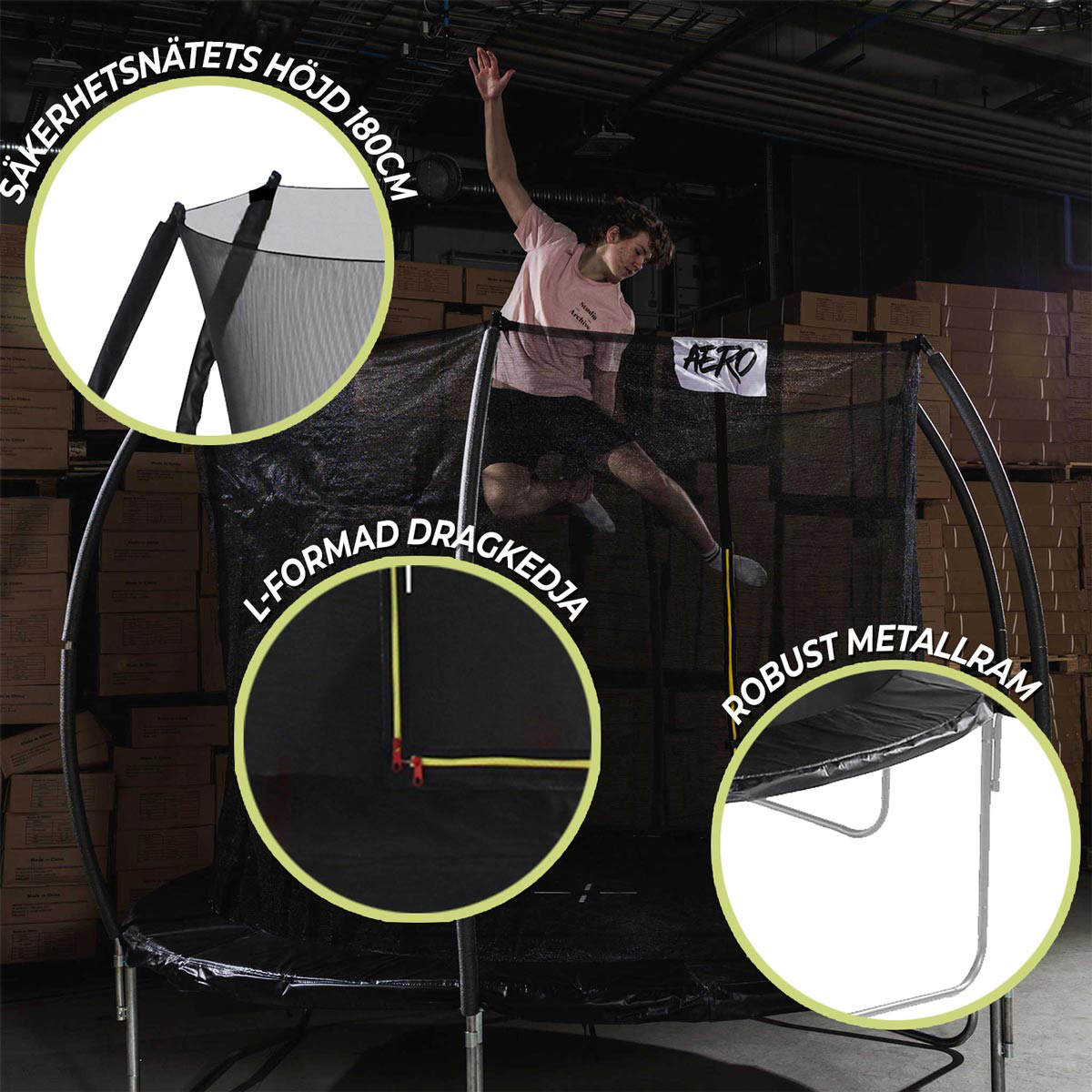 Trampoline React Aero med Sikkerhetsnett 3,05 m