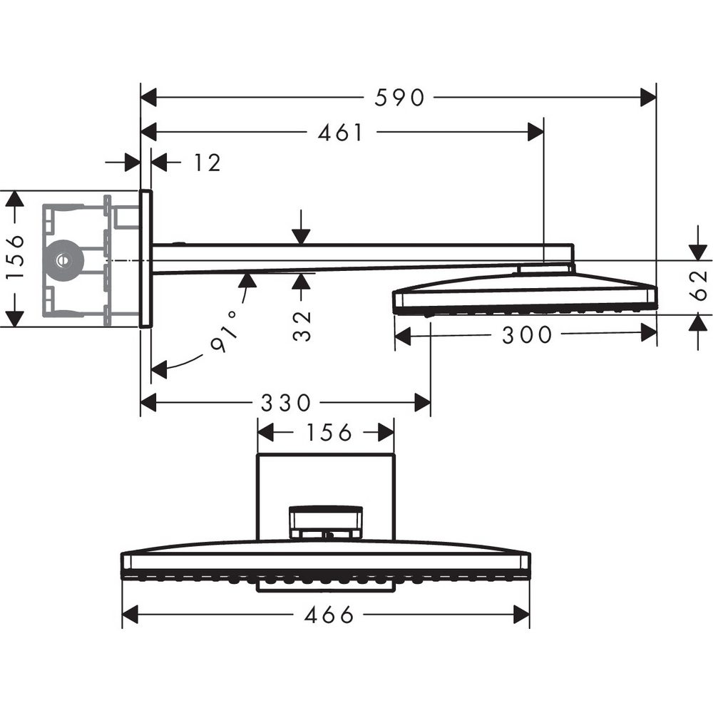 Hoveddusj Hansgrohe Rainmaker Select 460 2-jet for Veggmontering