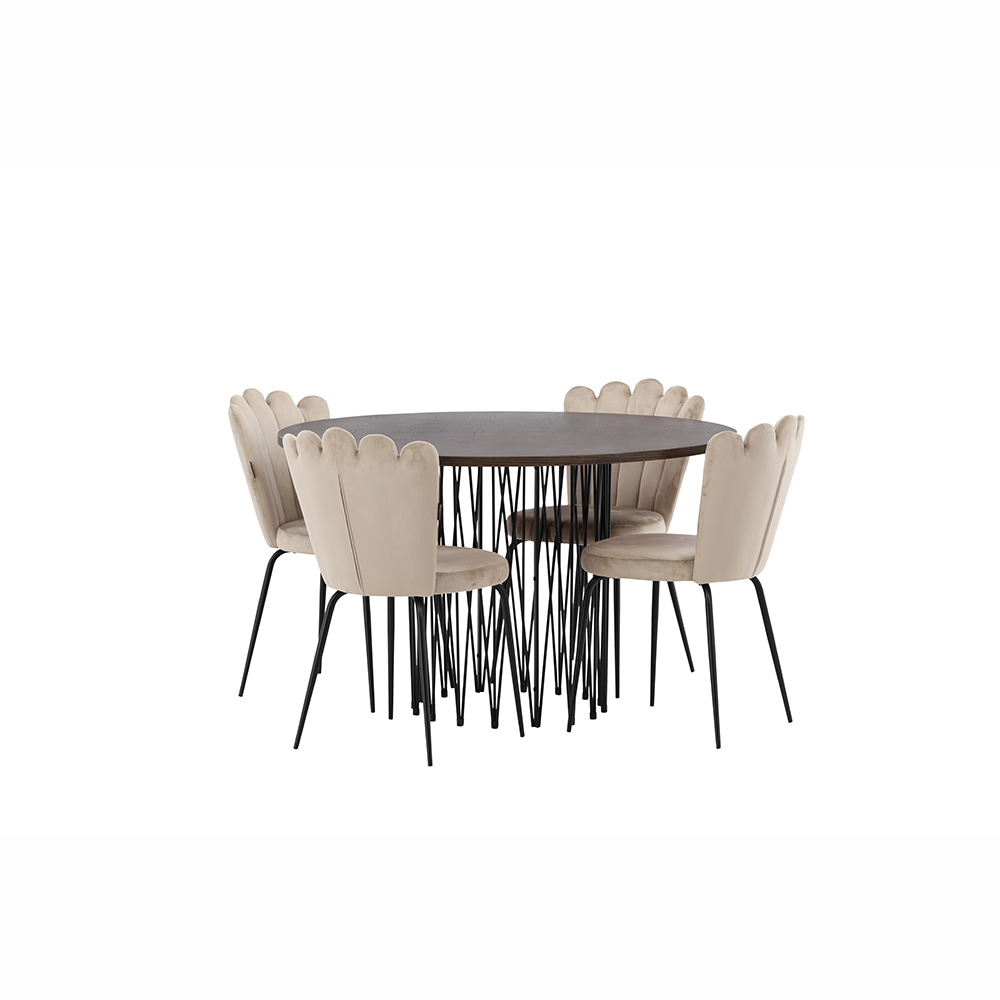 Spisegruppe furniture/fashion Stone Ø120 cm med 4 Limhamn Light Stoler