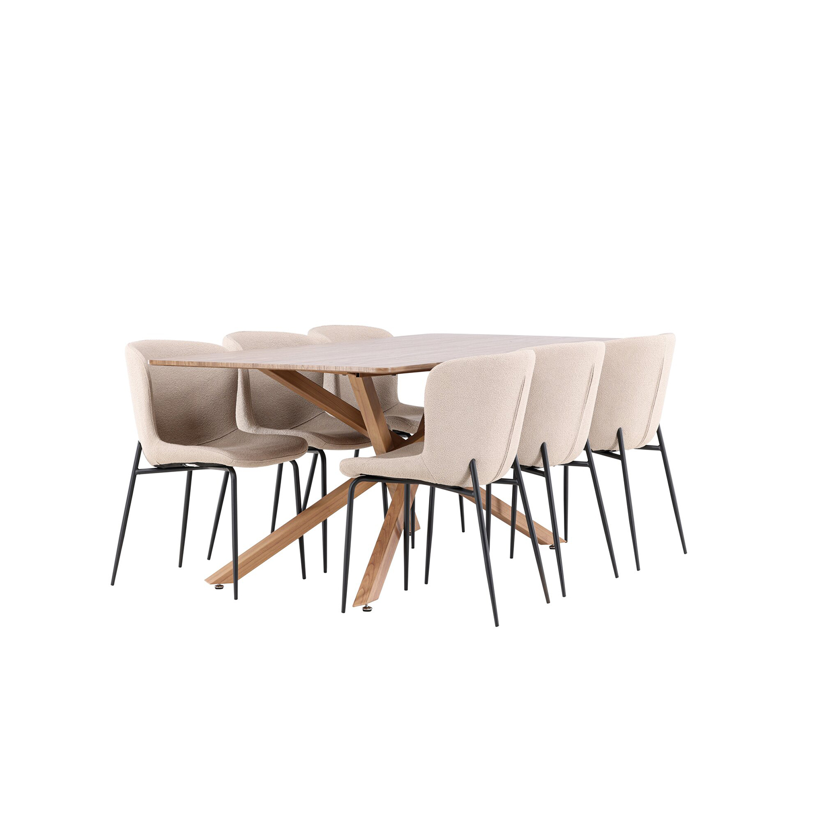 Spisegruppe Venture Home Piazza 180 med 6 stk Modesto Stoler Boucle