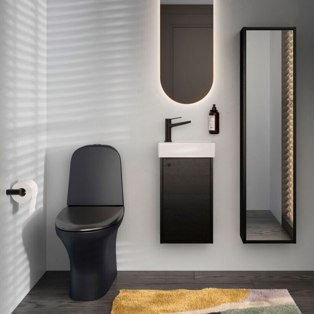 Toalettstol Estetic 8300 - dolt s/p-lås, Hygienic Flush Sort Matt, Ja, Myktstengende Hardt sete