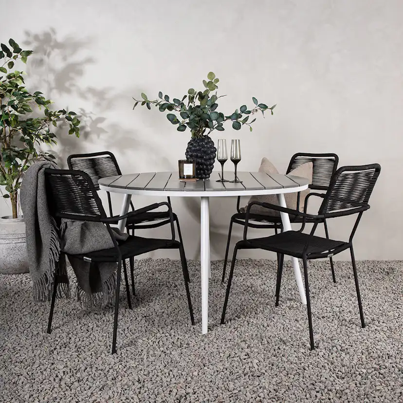 Spisegruppe Venture Home Break med 4 Lindos Stoler med Armstøtte