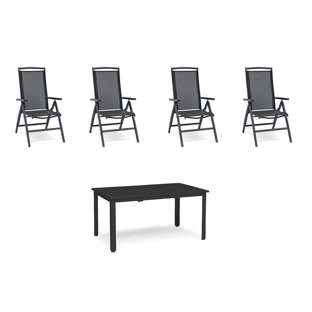 Spisegruppe Hage Hillerstorp Nydala 4stk Posisjonstoler med Utrekkbart Hagebord 90x150-200 cm