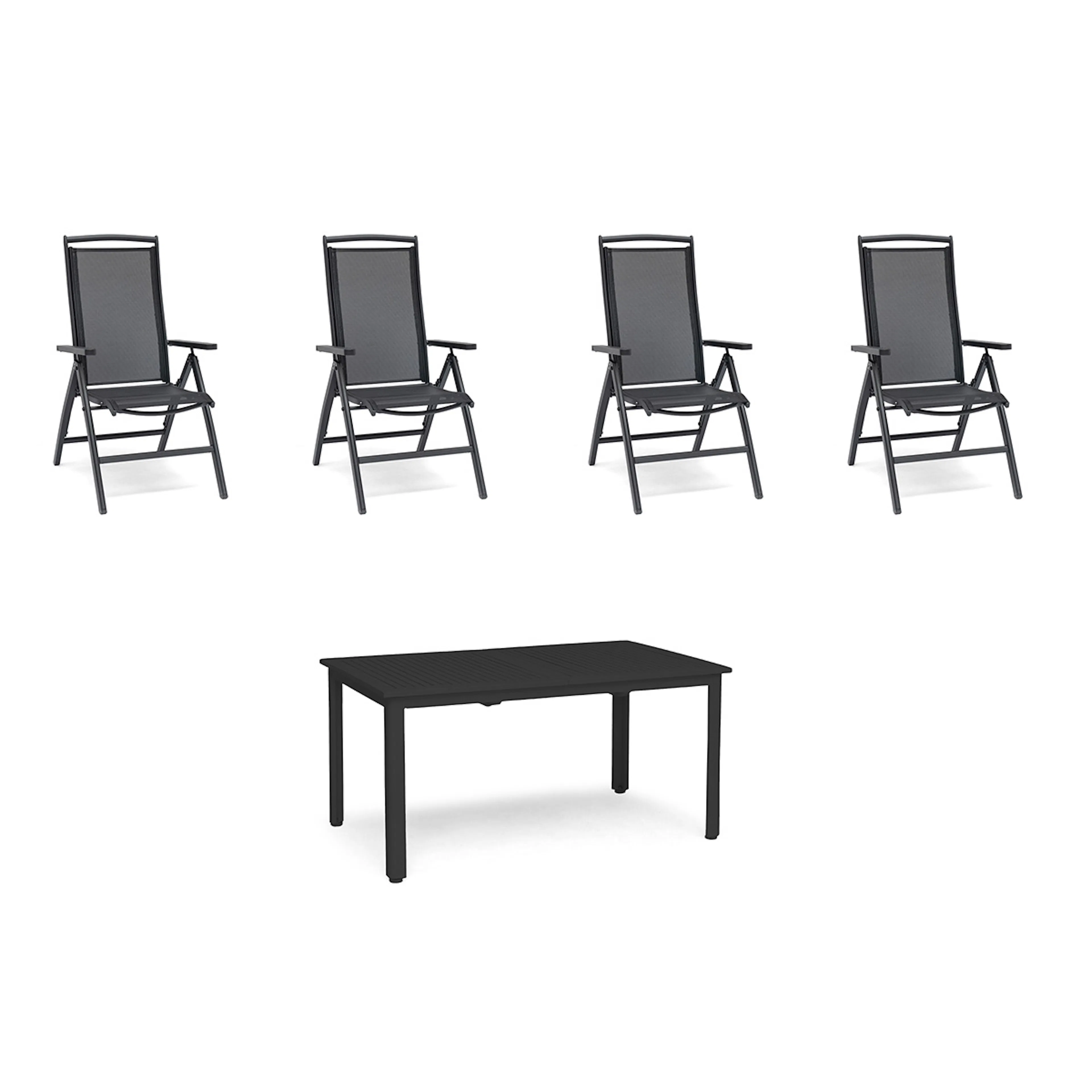 Spisegruppe Hage Hillerstorp Nydala 4stk Posisjonstoler med Utrekkbart Hagebord 90x150-200 cm