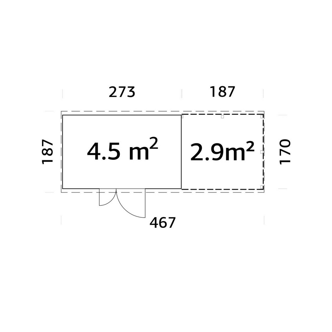 Redskapsbod Palmako Leif 4,5 + 2,9 m2