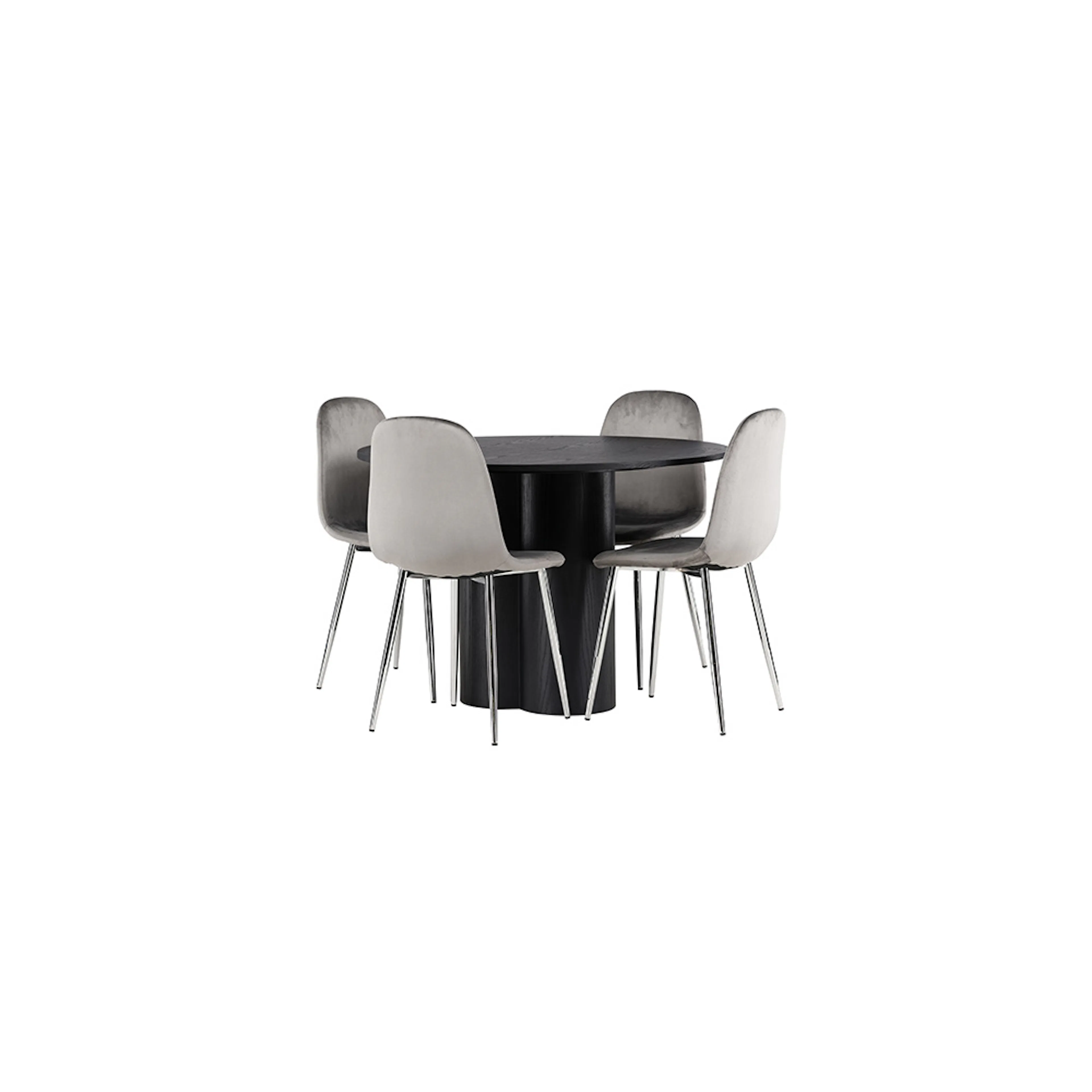 Matgrupp Venture Home Olivia Ø110 cm med 4 st Eva stolar Grå/Sort