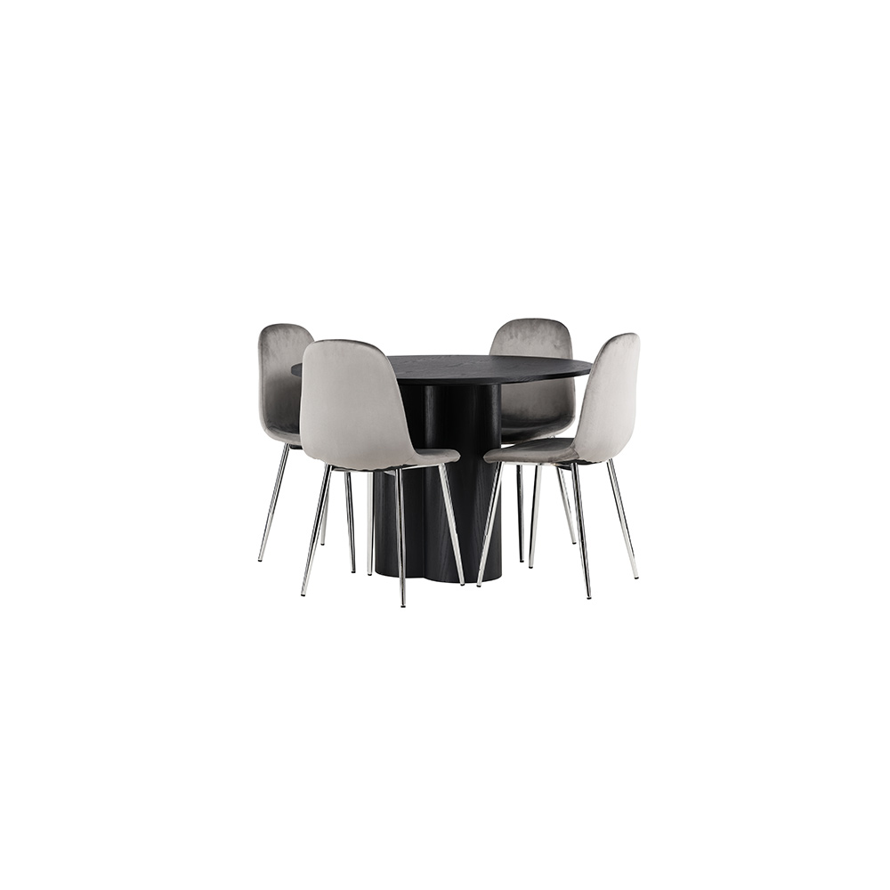 Spisegruppe Venture Home Olivia Ø110 cm med 4 stk Eva Stoler