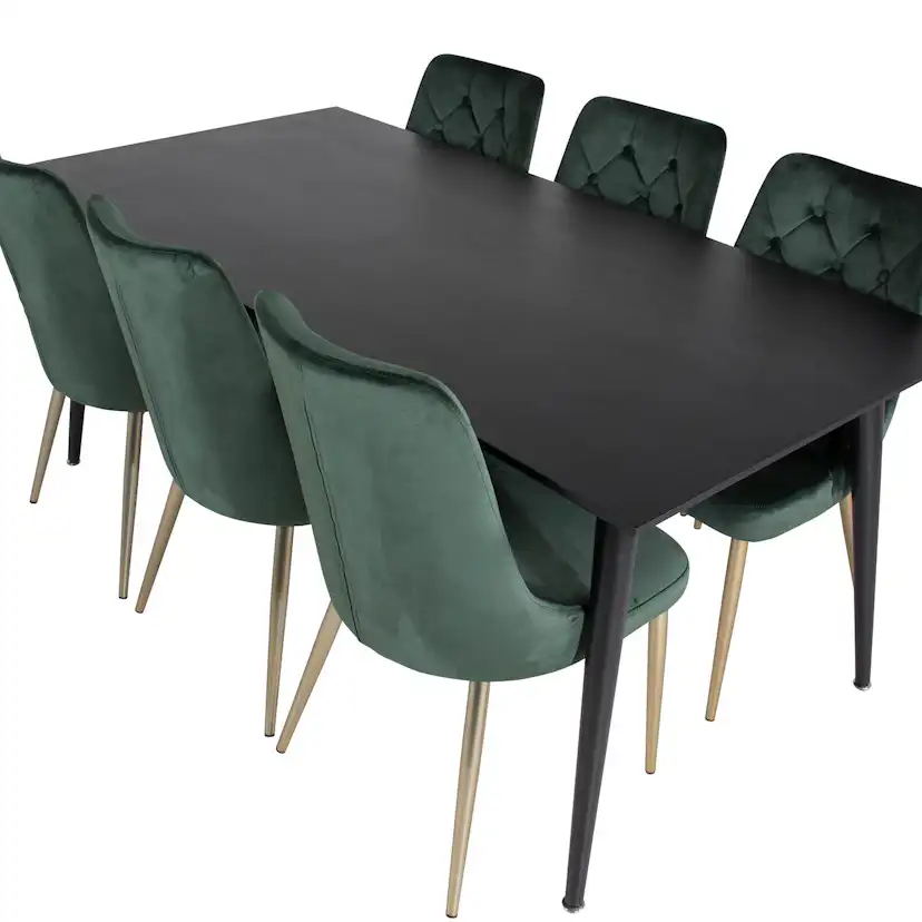 Spisegruppe Venture Home Dipp med 6 Velvet Deluxe Fløyel Stoler