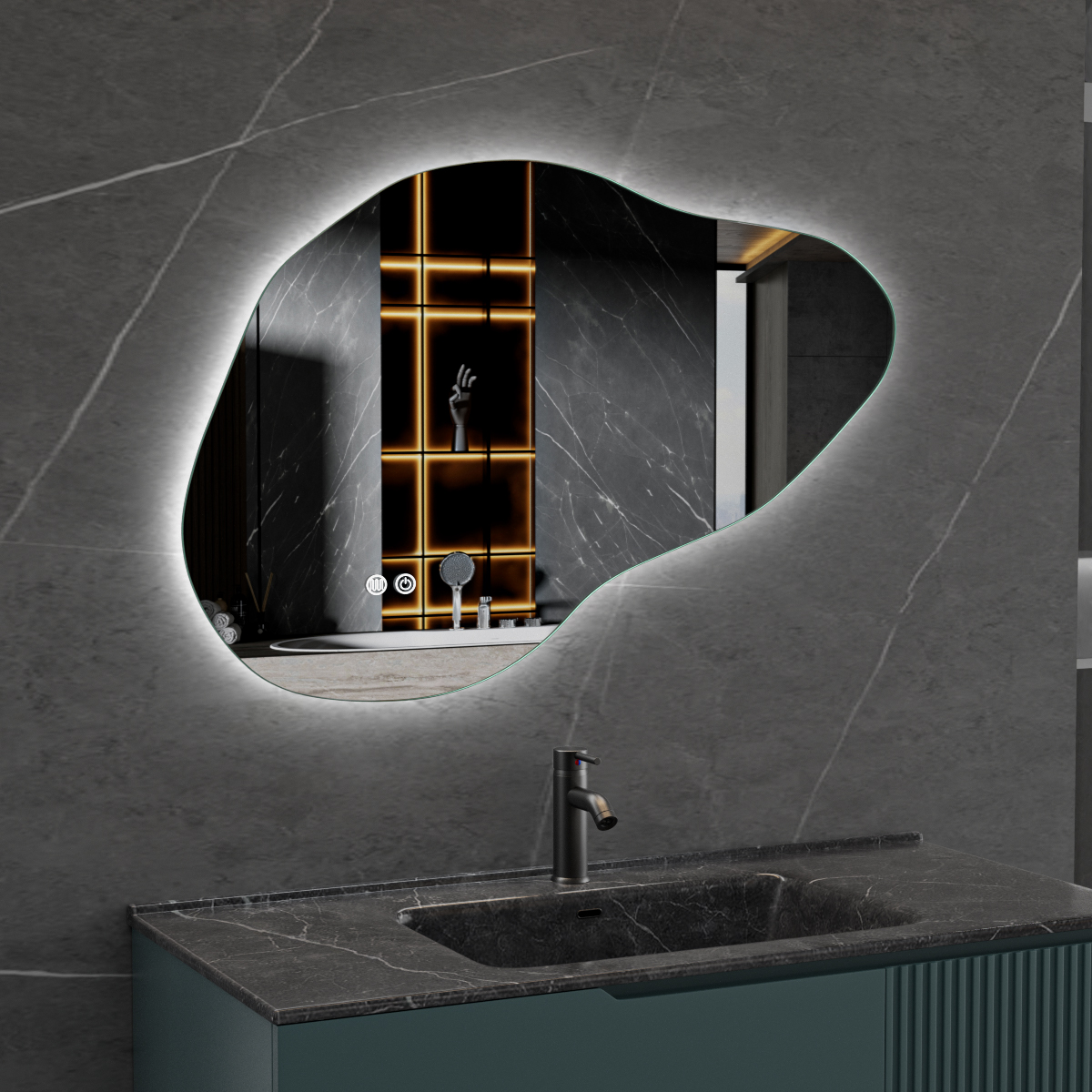Baderomsspeil Lyfco med LED-belysning 90x60 cm