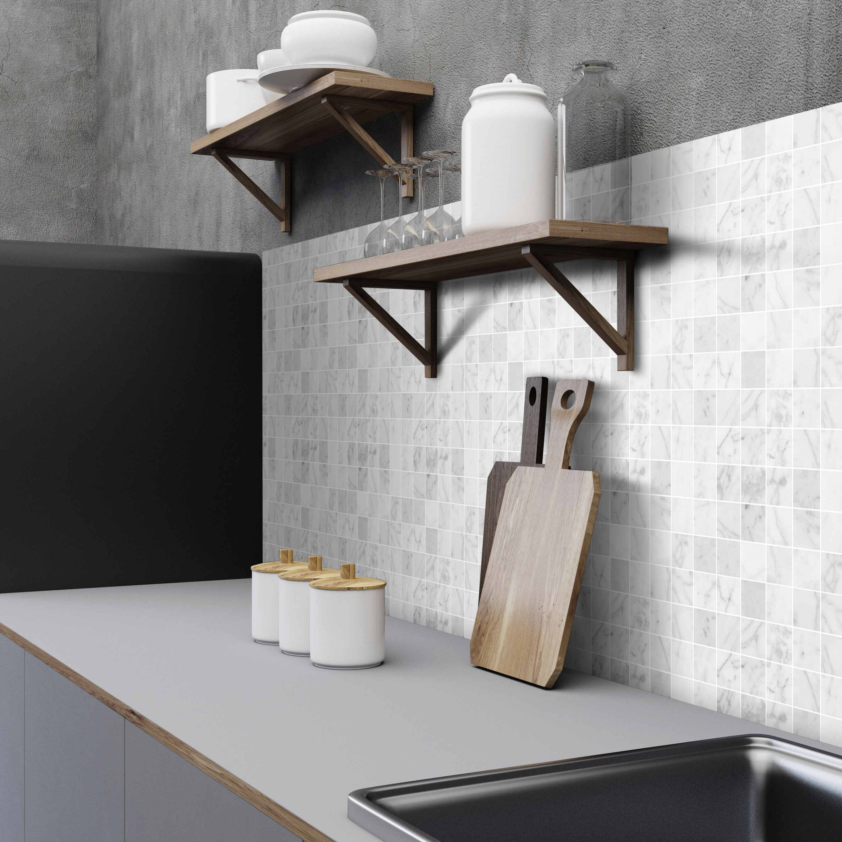 Mosaikk Arredo Marmor Arredo Carrara Matt Hvit 5x5 cm
