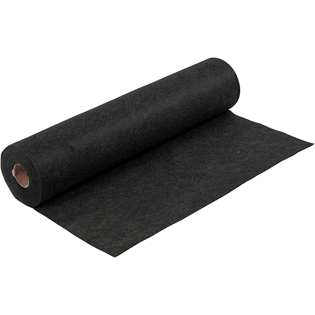 Hobbyfilt, svart, B: 45 cm, tjocklek 1,5 mm, Melerad, 180-20 Svart