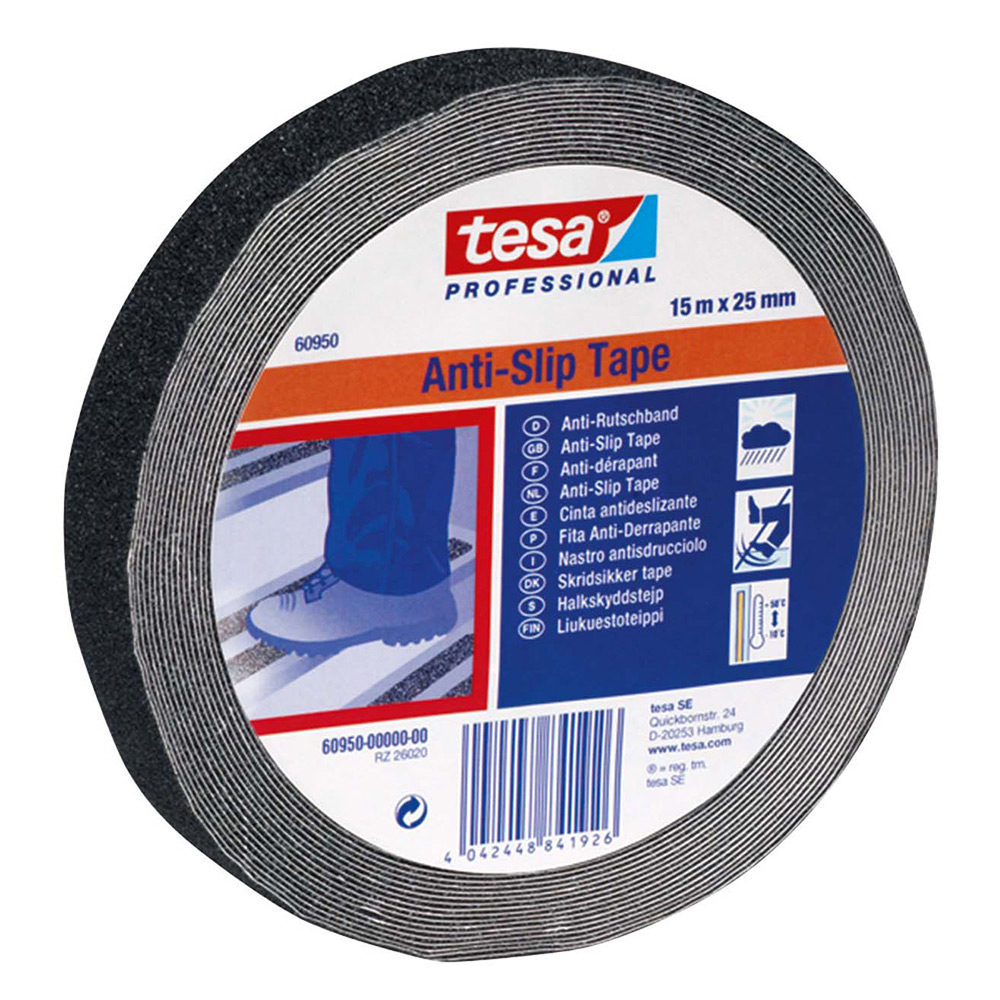 Skli-beskyttelsestape Tesa 25 mm 15 m Sort