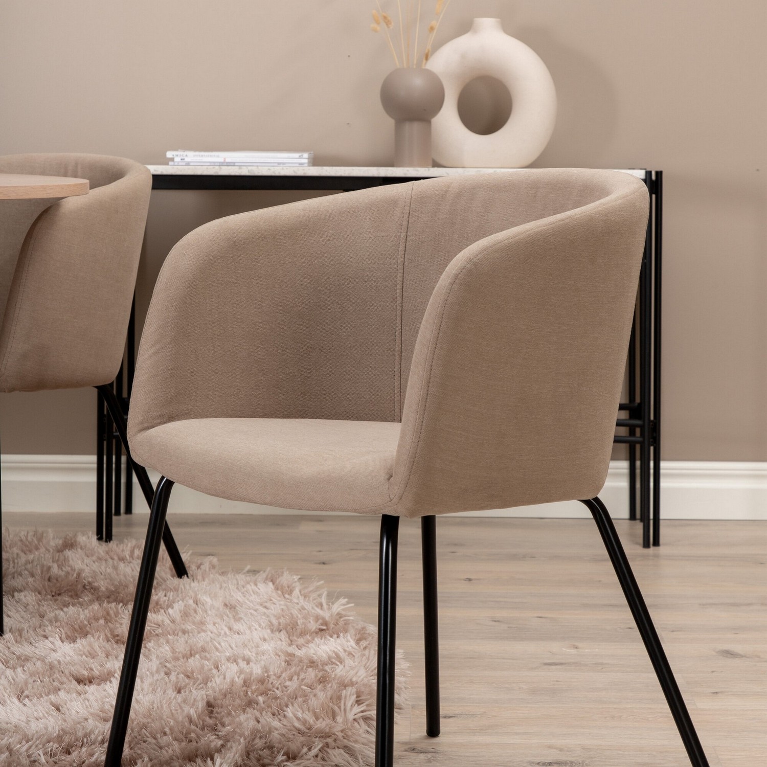 Spisegruppe Venture Home Bianca Rund med 4 Bergen Stoler Polyester