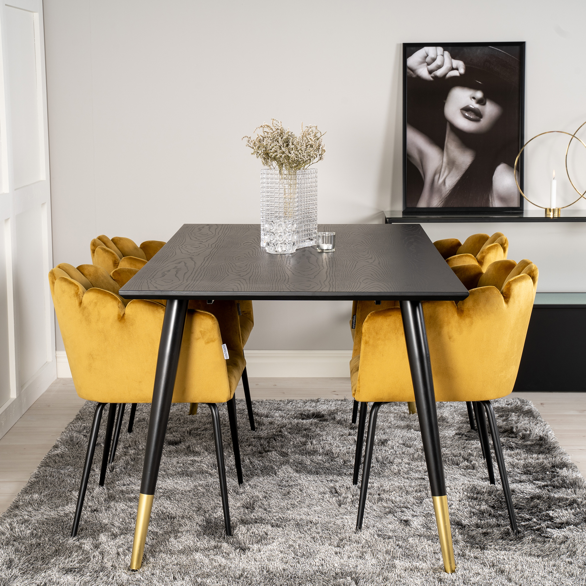 Spisegruppe furniture/fashion Disa med 4 Limhamn Rektangulært Stoler