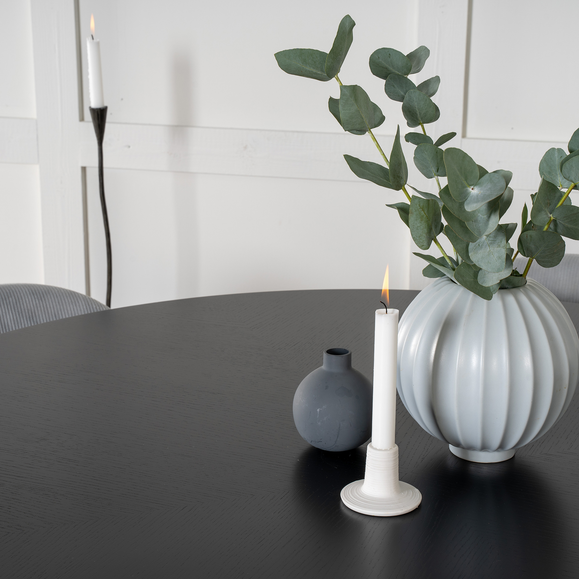 Copenhagen - Dining Table round - Black / Black+Velvet matst Sort/Grå