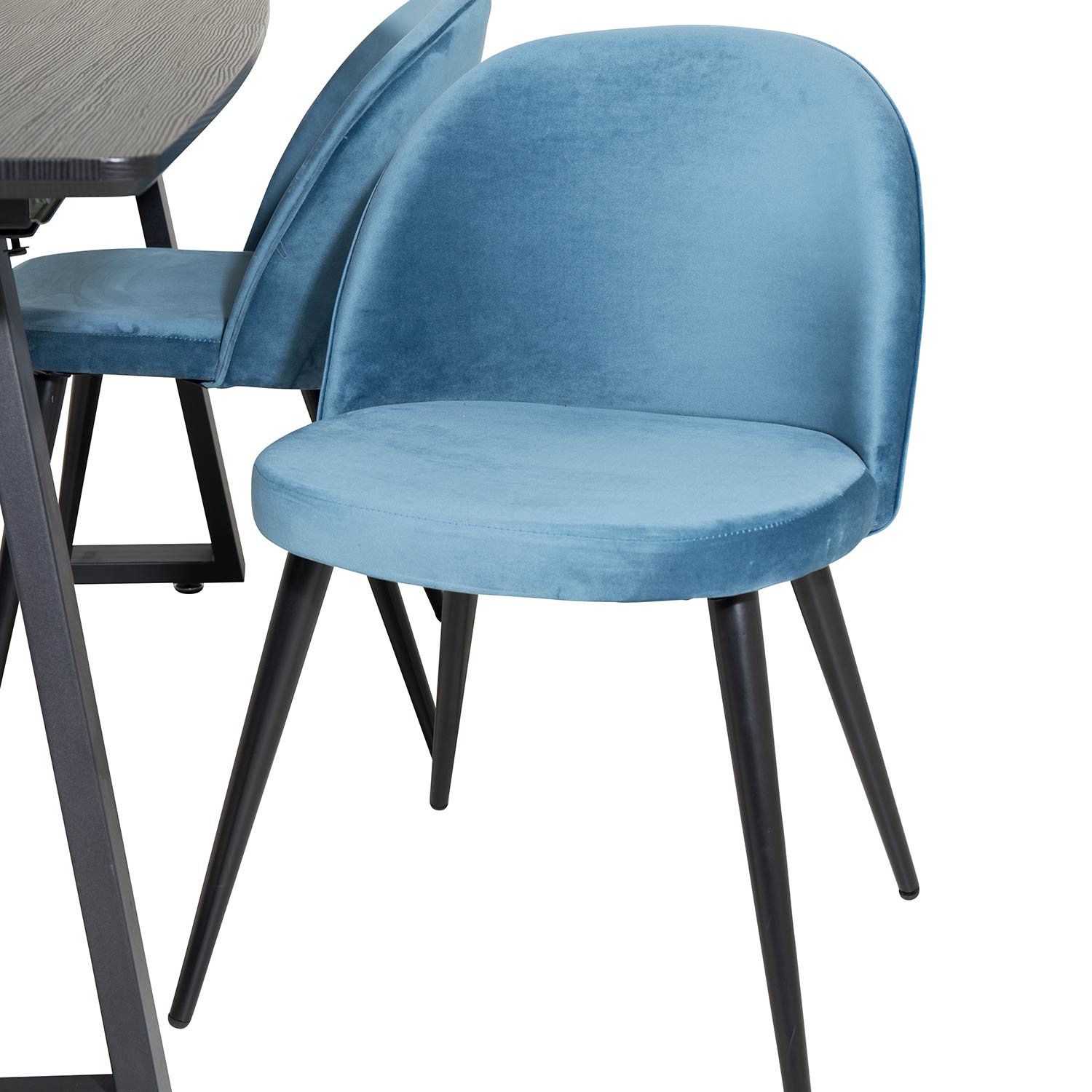 Spisegruppe Venture Home Ina med 4 Valentina Stoler Fløyel