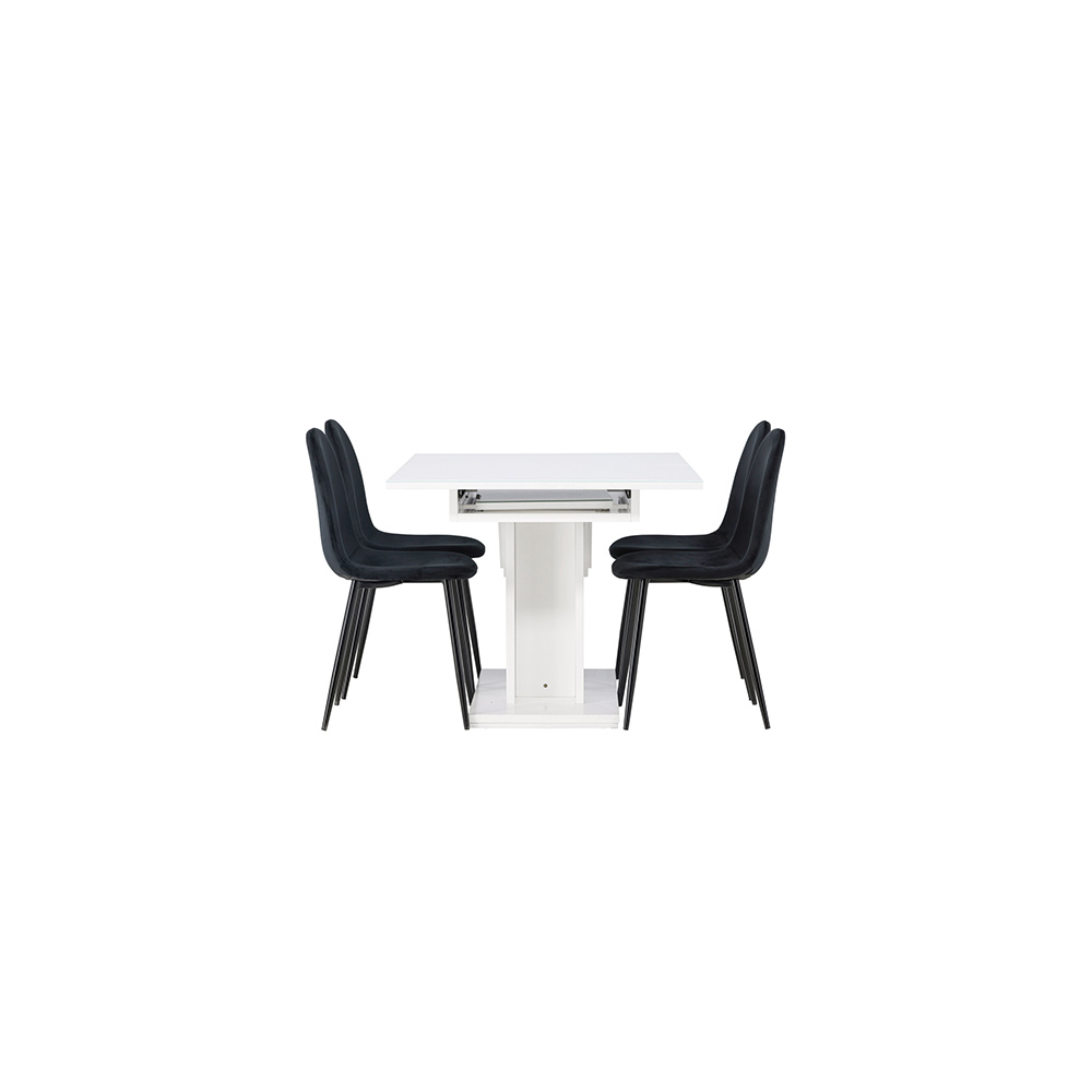 Spisegruppe Venture Home Pluto med 4 Polar Fløyel Stoler