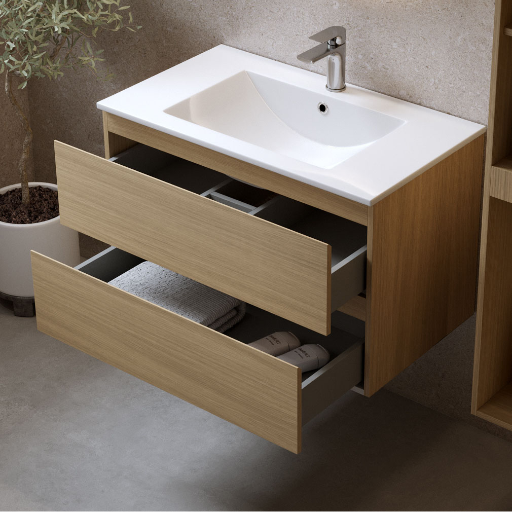 Tvättställsskåp Bathlife Eufori med Tvättställ och Spegel Skina