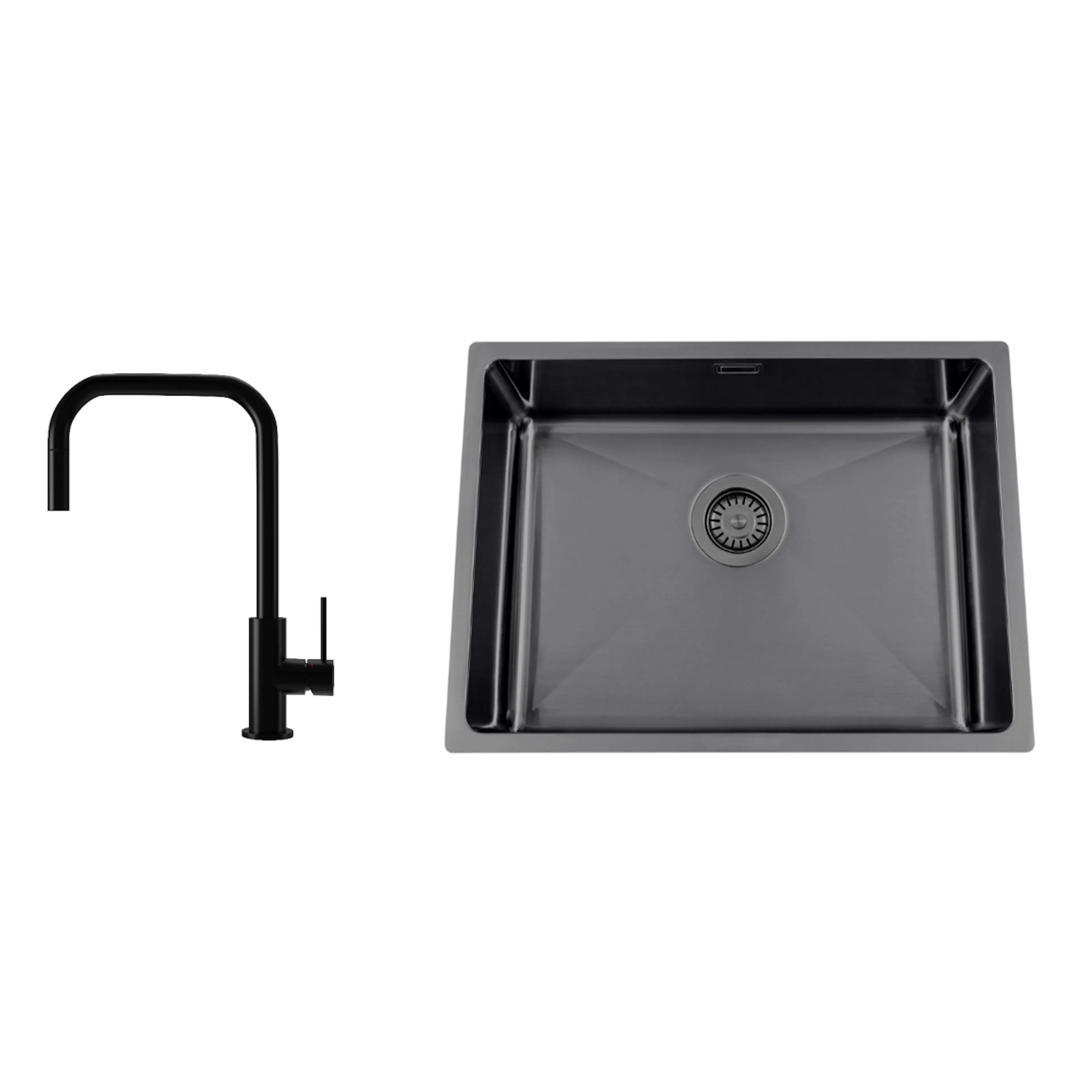 Kjøkkenvask Nordic Tech Titan 530 X med Kjøkkenbatteri Steel Accent Square D