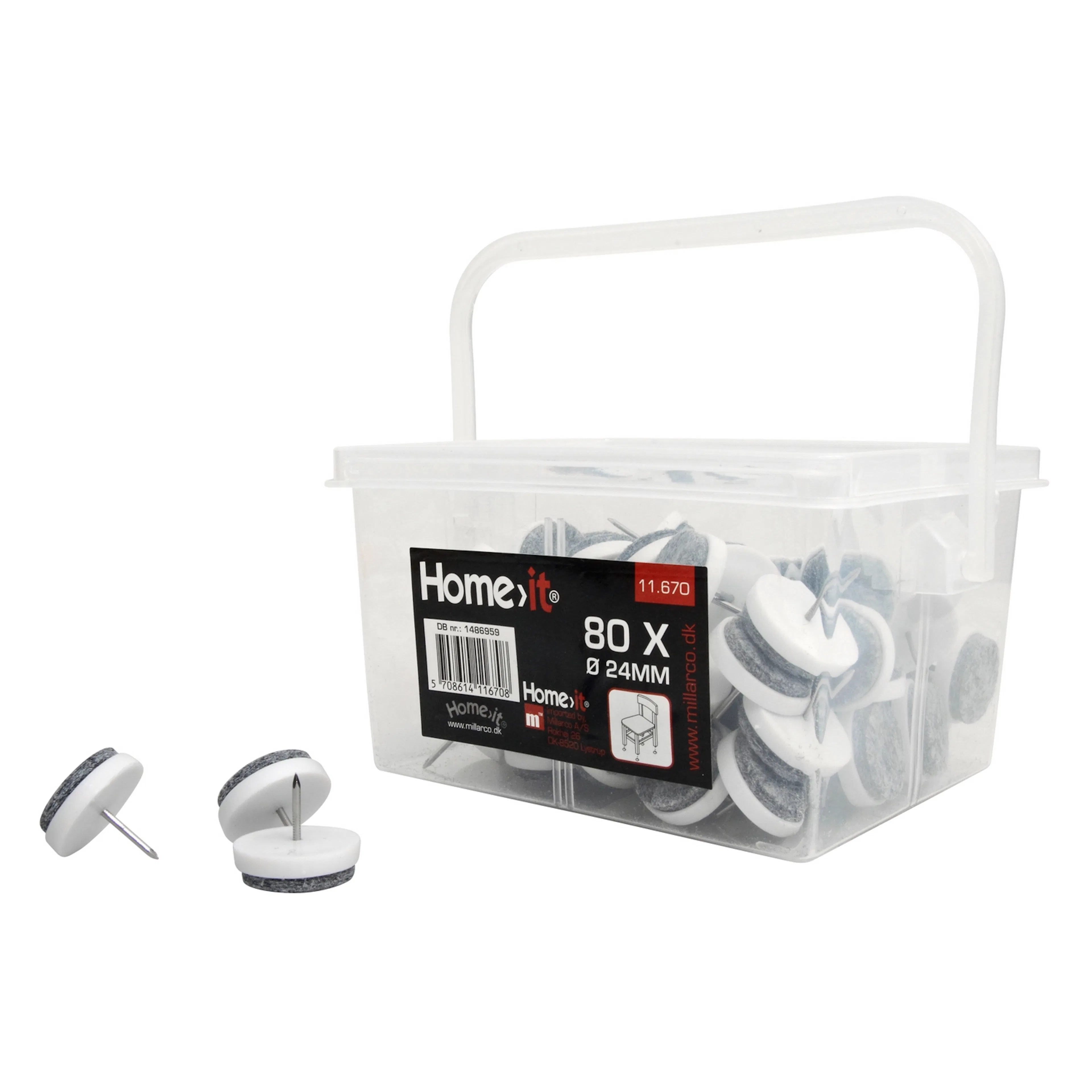 Glidesøm Home it med Filt Ø24 mm 80 stk i Boks