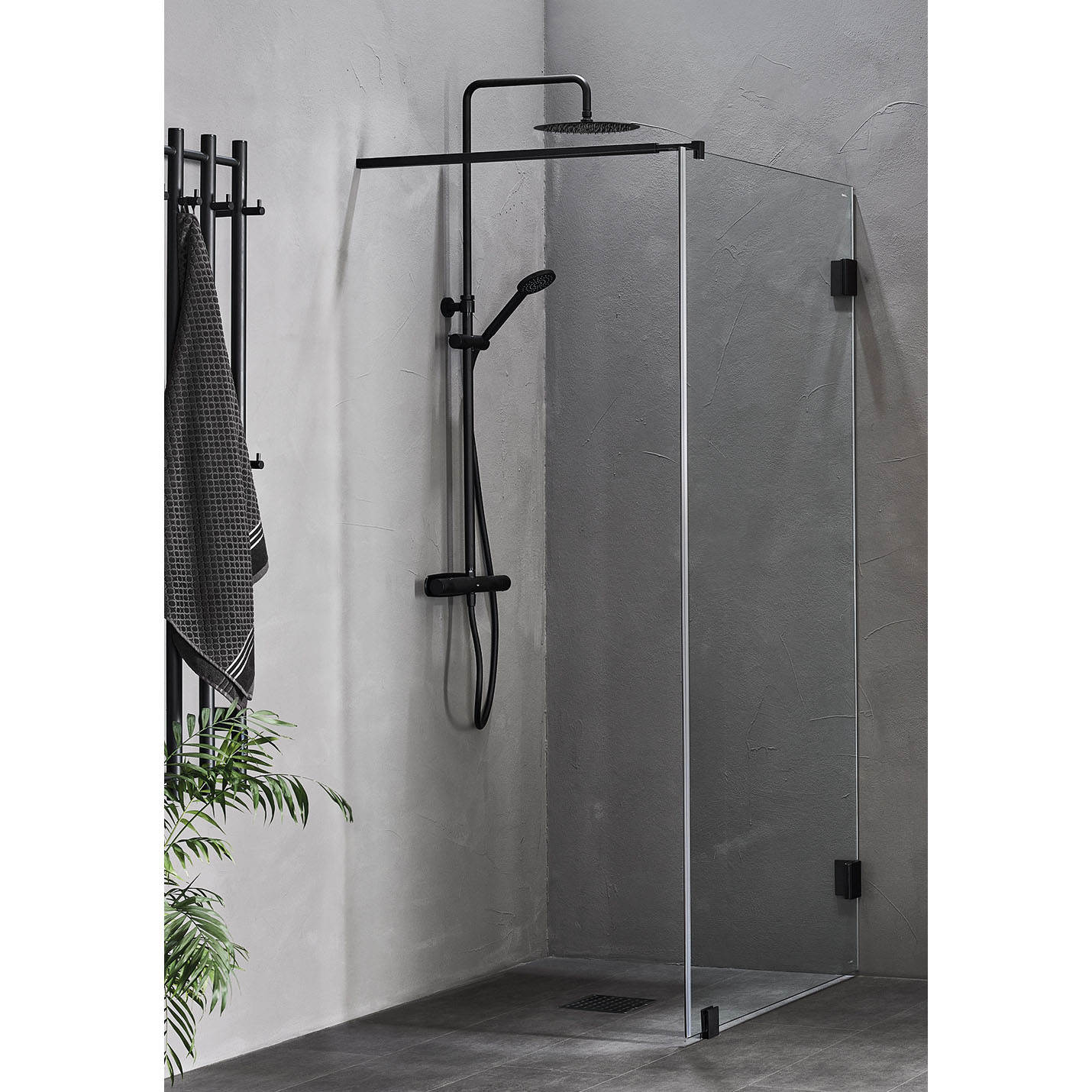 DUSCHVÄGG INFINITY 80 SVART Sort: , Bredde: 784 mm