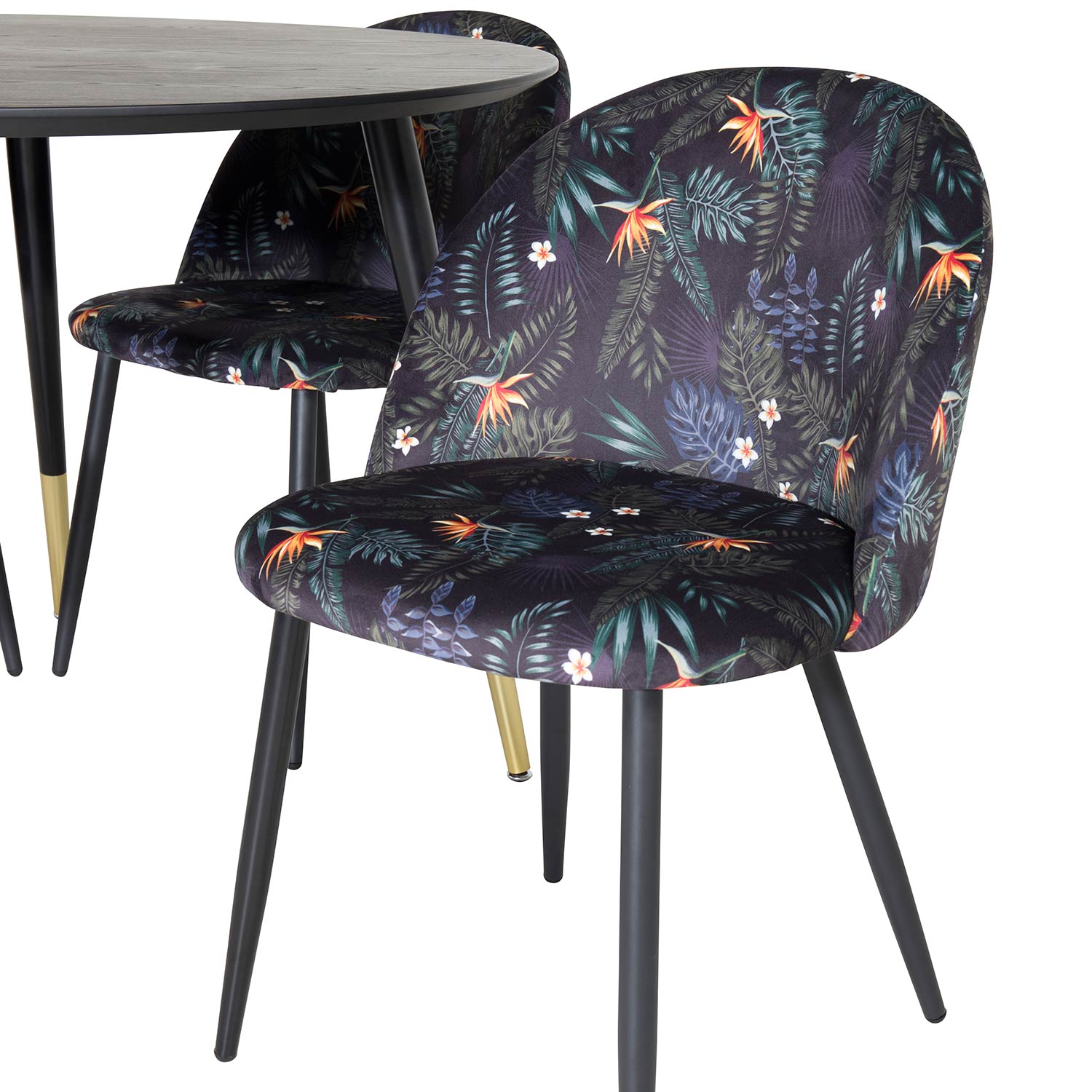 Spisegruppe Venture Home Dipp Ø115 cm med 4 Velvet Stoler