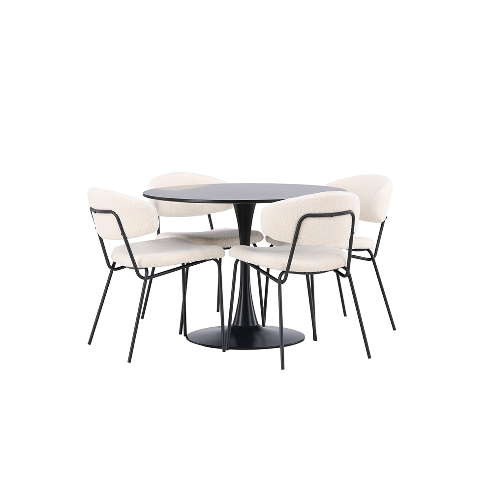 Spisegruppe Venture Home Glade Ø 100 cm med 4 Chico Stoler