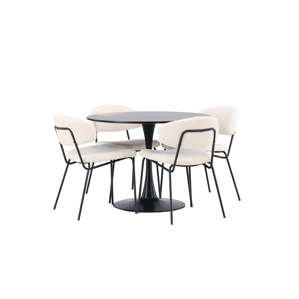 Spisegruppe Venture Home Glade Ø 100 cm med 4 Chico Stoler