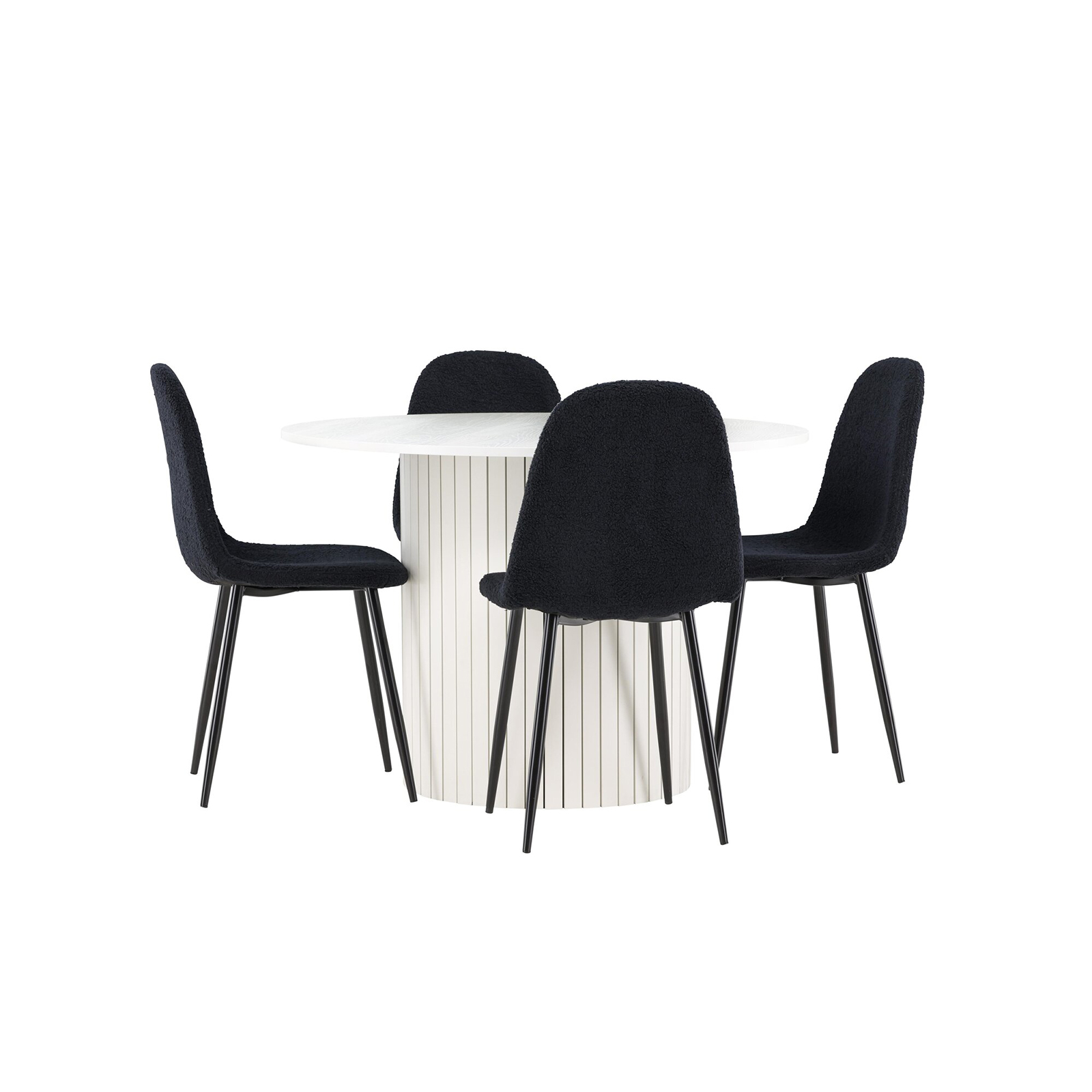 Spisegruppe Venture Home Härön Ø110 med 4 stk Polar Stoler Teddy