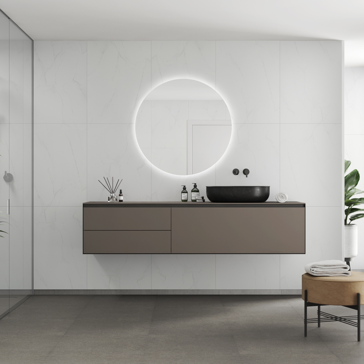 Baderomspanel Fibo 2487-M6080S Bianco Marble