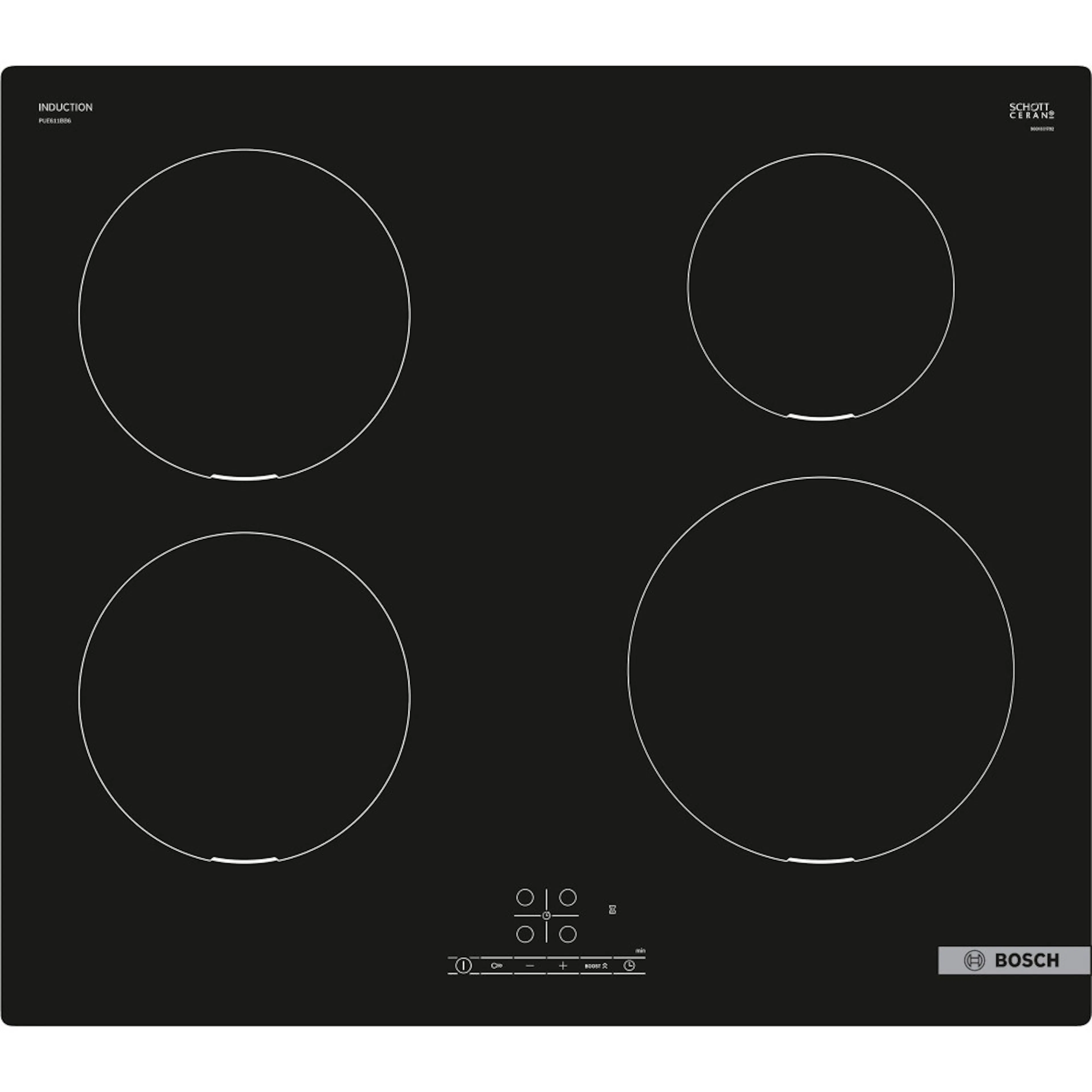 Keramisk Platetopp Bosch PUE611BB6E Sort