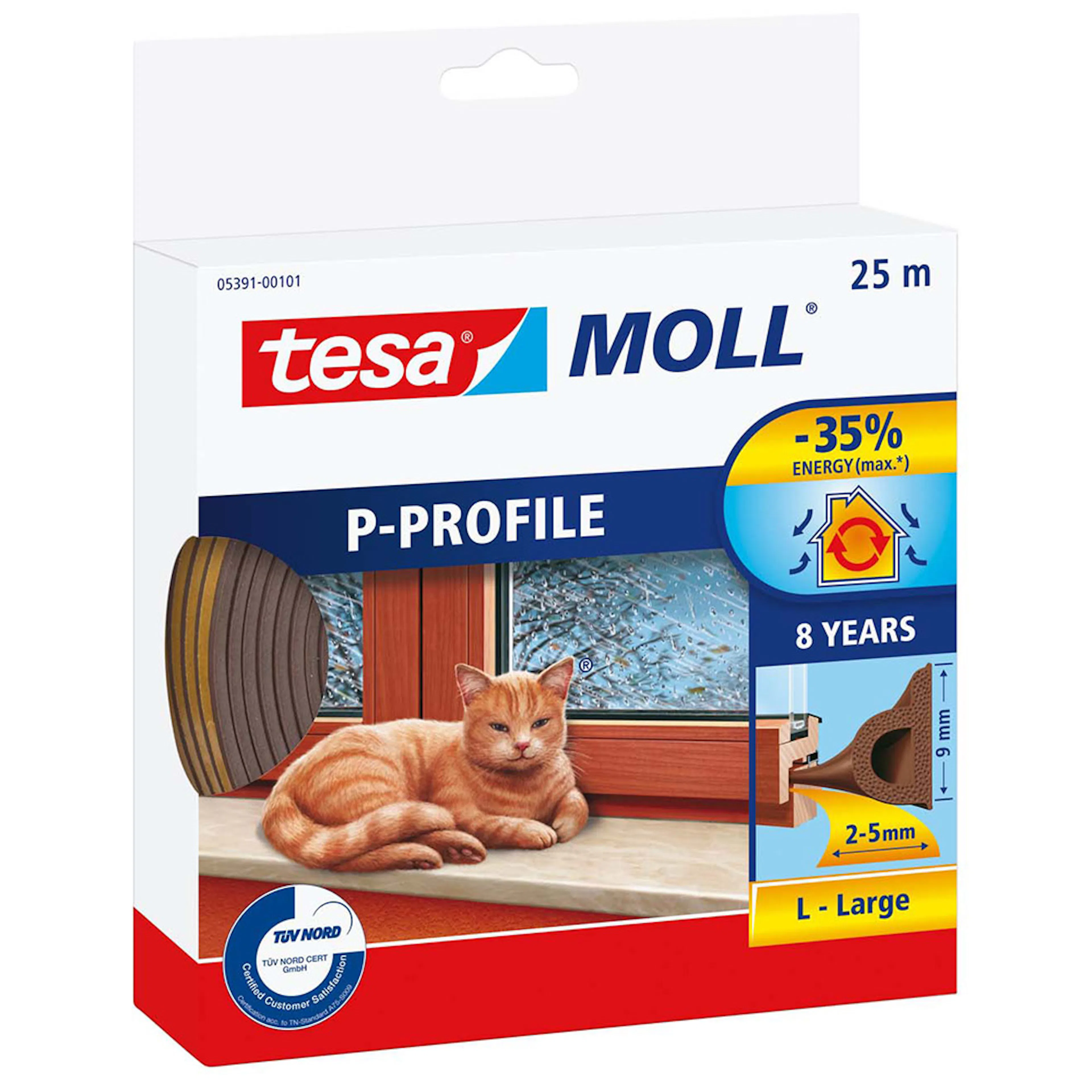 Tetningslist Vindu Tesa P-list Brun 25 m