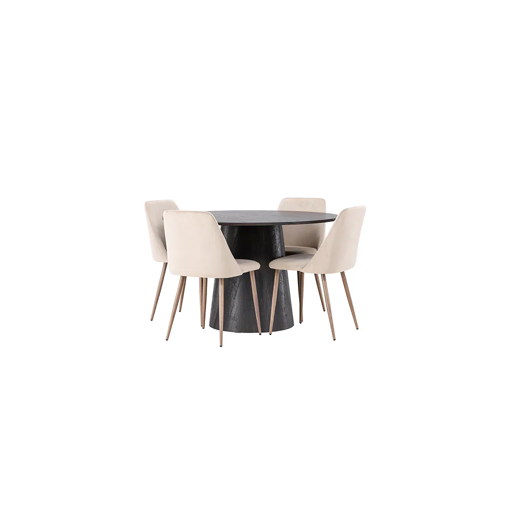 Spisegruppe Venture Home Lanzo Ø120 cm med 4 stk Night Stoler