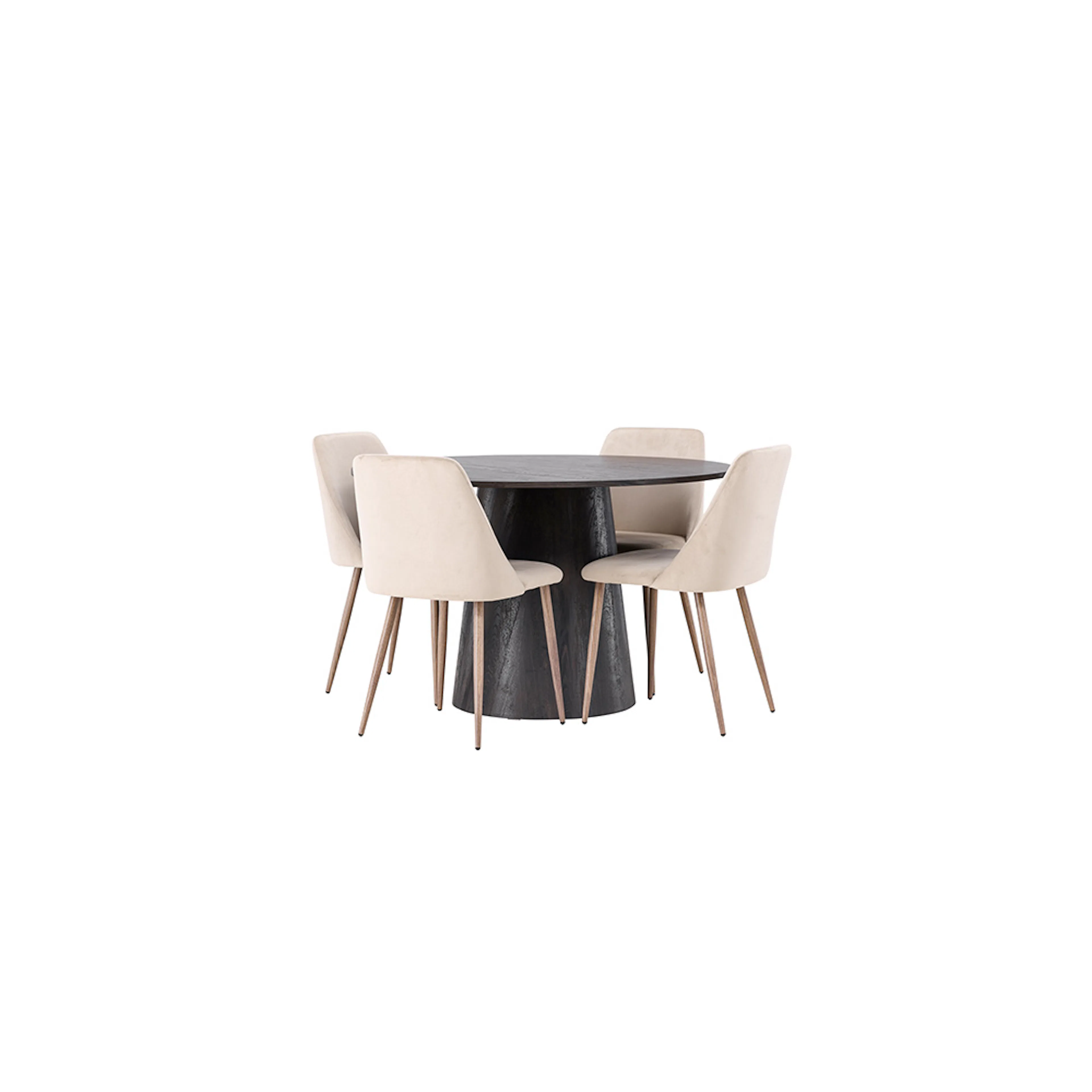Matgrupp Venture Home Lanzo Ø120 cm med 4 st Night stolar Brun