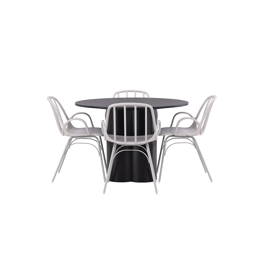 Spisegruppe Venture Home Olivia Ø 110 cm med 4 Dyrön Stoler