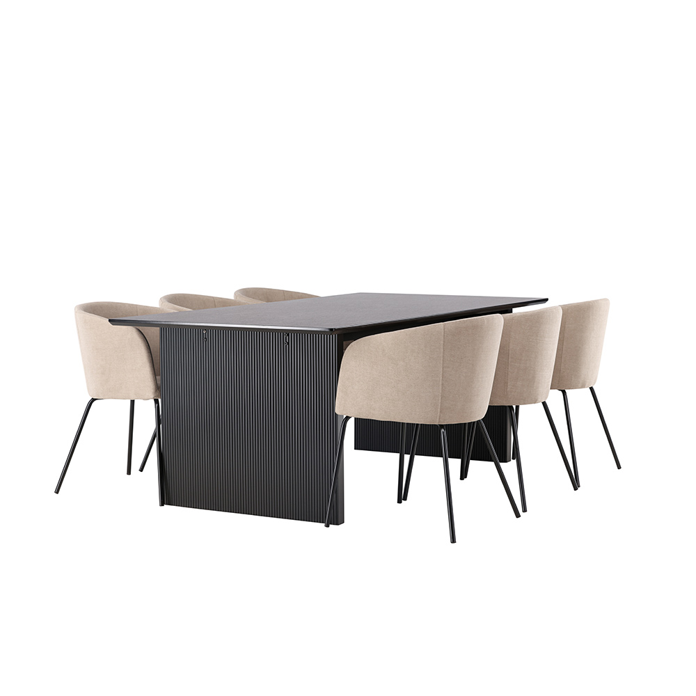 Spisegruppe Venture Home Vail med 6 Berit Stoler