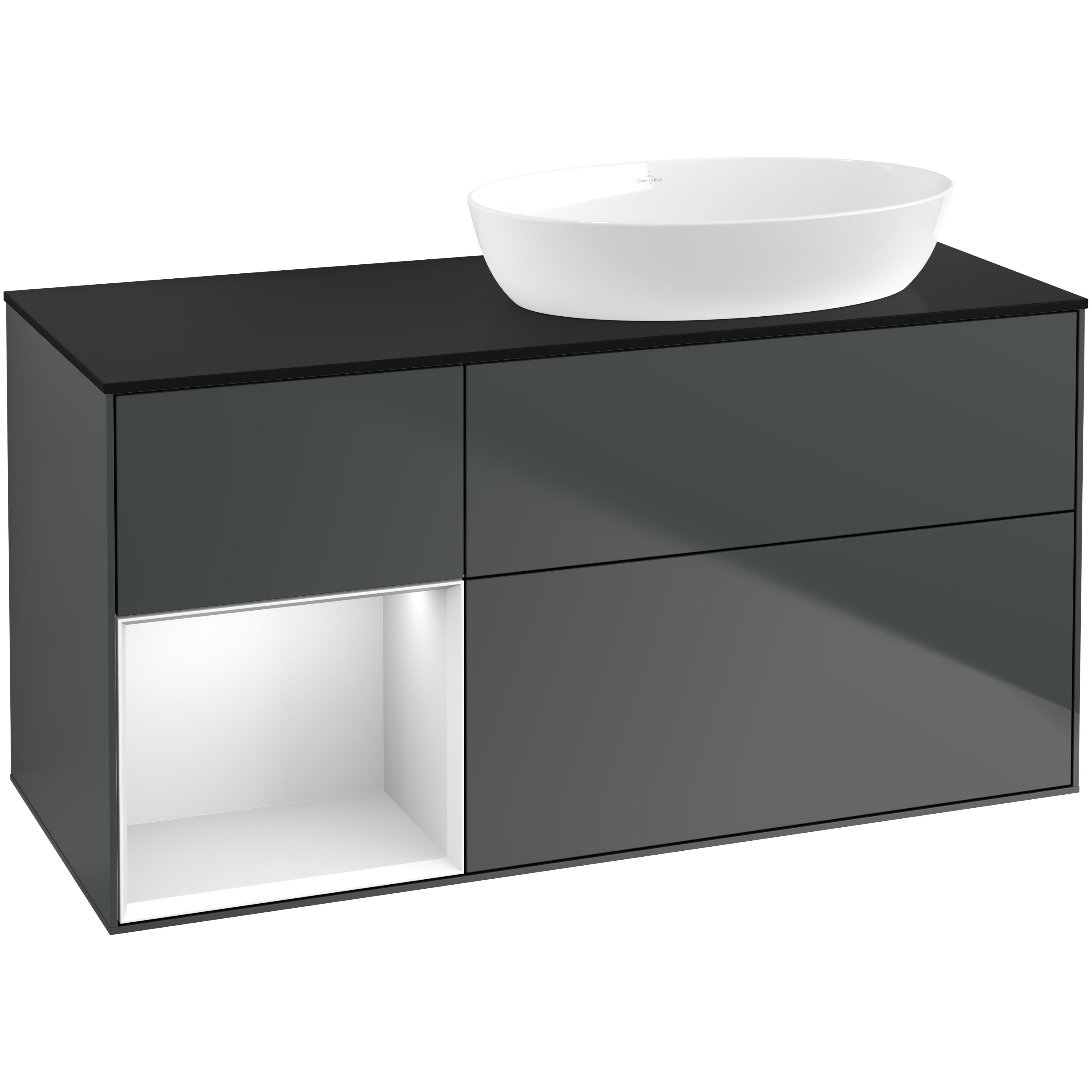 Tvättställsskåp Villeroy & Boch Finion med 3 Lådor Hylla och Bänkskiva för Ocentrerat Tvättställ från Artis & Collaro