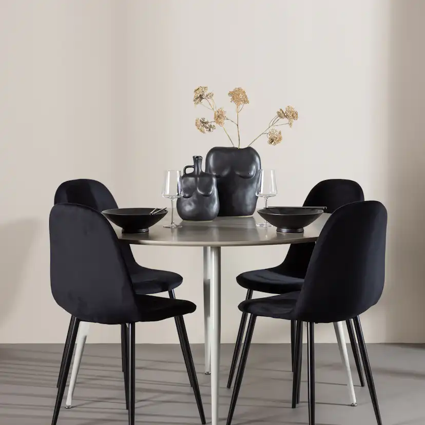 Spisegruppe Venture Home Plaza Ø120 med 4 stk Polar Stoler Fløyel