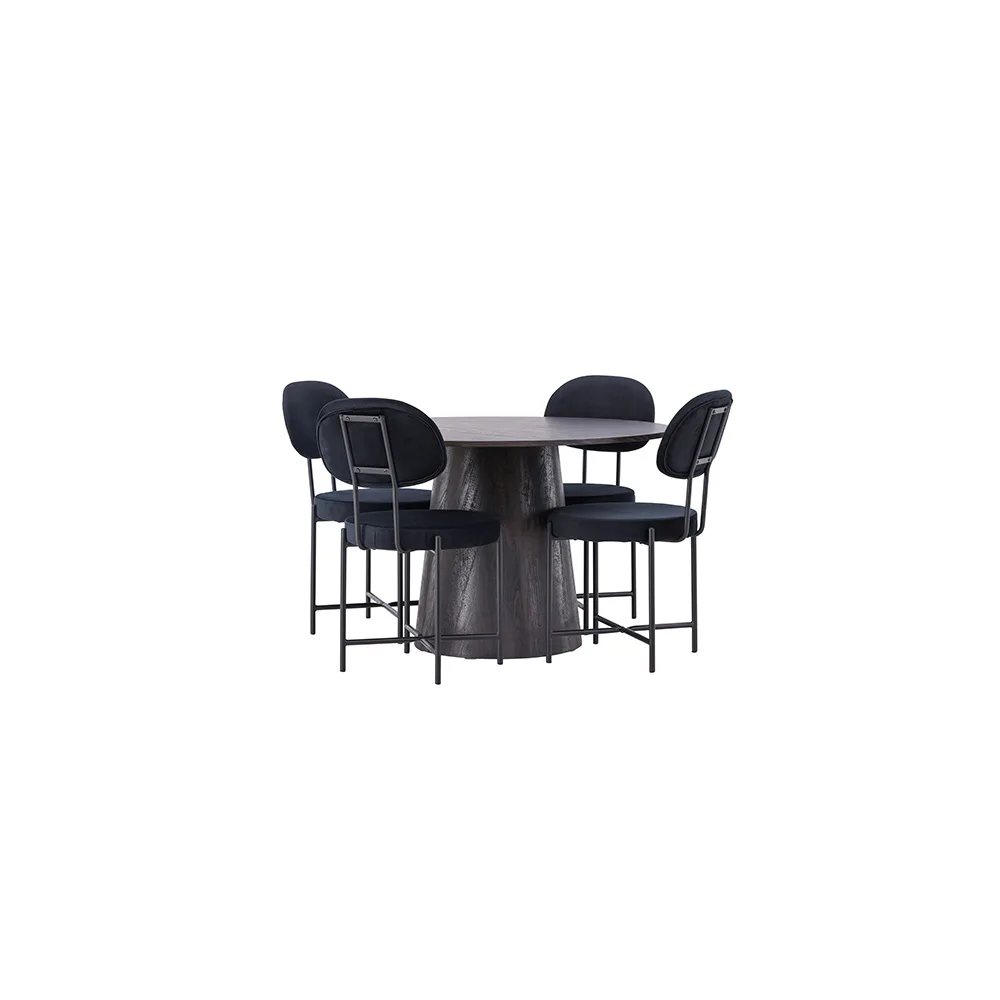 Spisegruppe Venture Home Lanzo Ø120 cm med 4 stk Stella Stoler