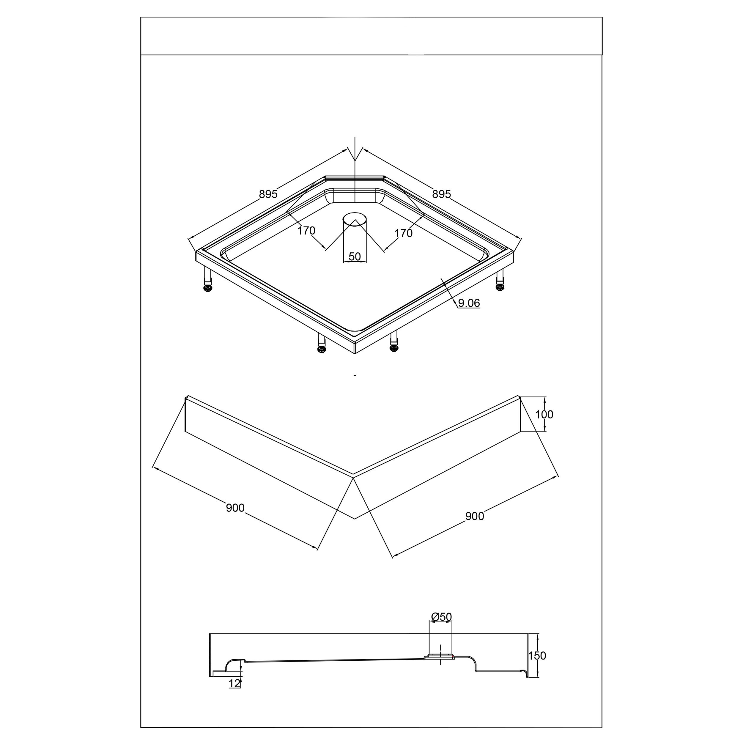 Dusjkabinett Bathlife Ideal 90x90 Rett