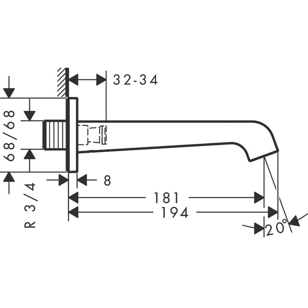 Badekartut Axor Citterio 180 mm