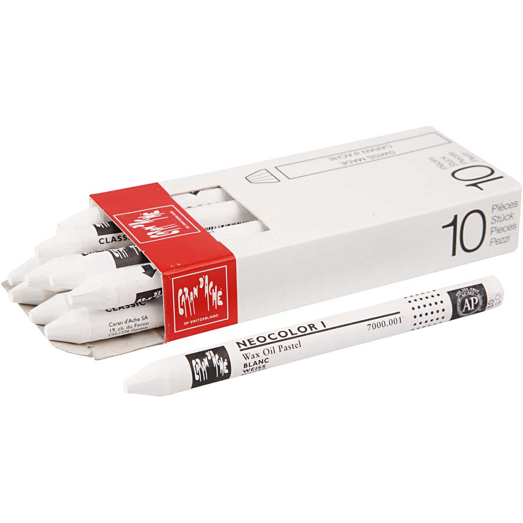 Neocolor I, white (001), L: 10 cm, tjocklek 8 mm, 10 st./ 1 White (001)